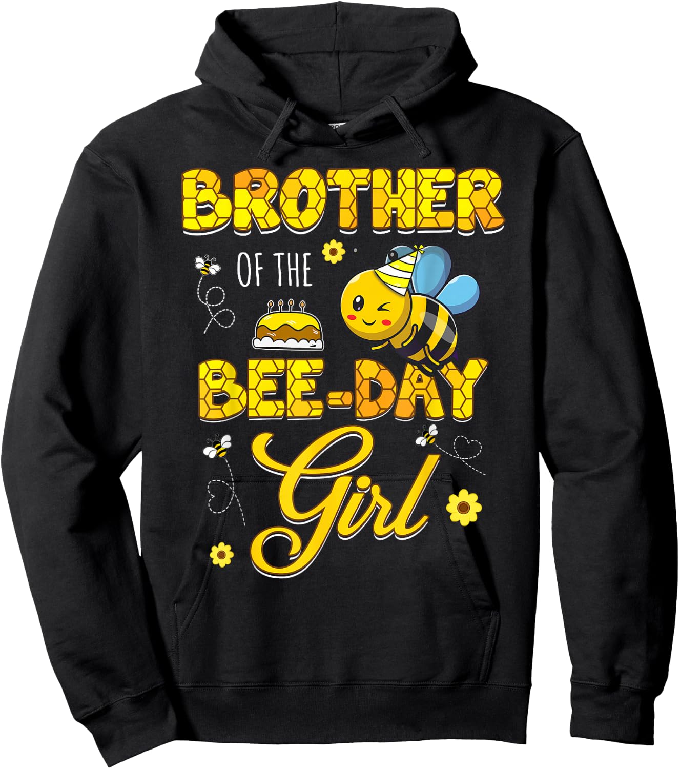 Brother Of The Bee-Day Girl Hive Birthday Party Matching Hoodie - Hoodie | Black