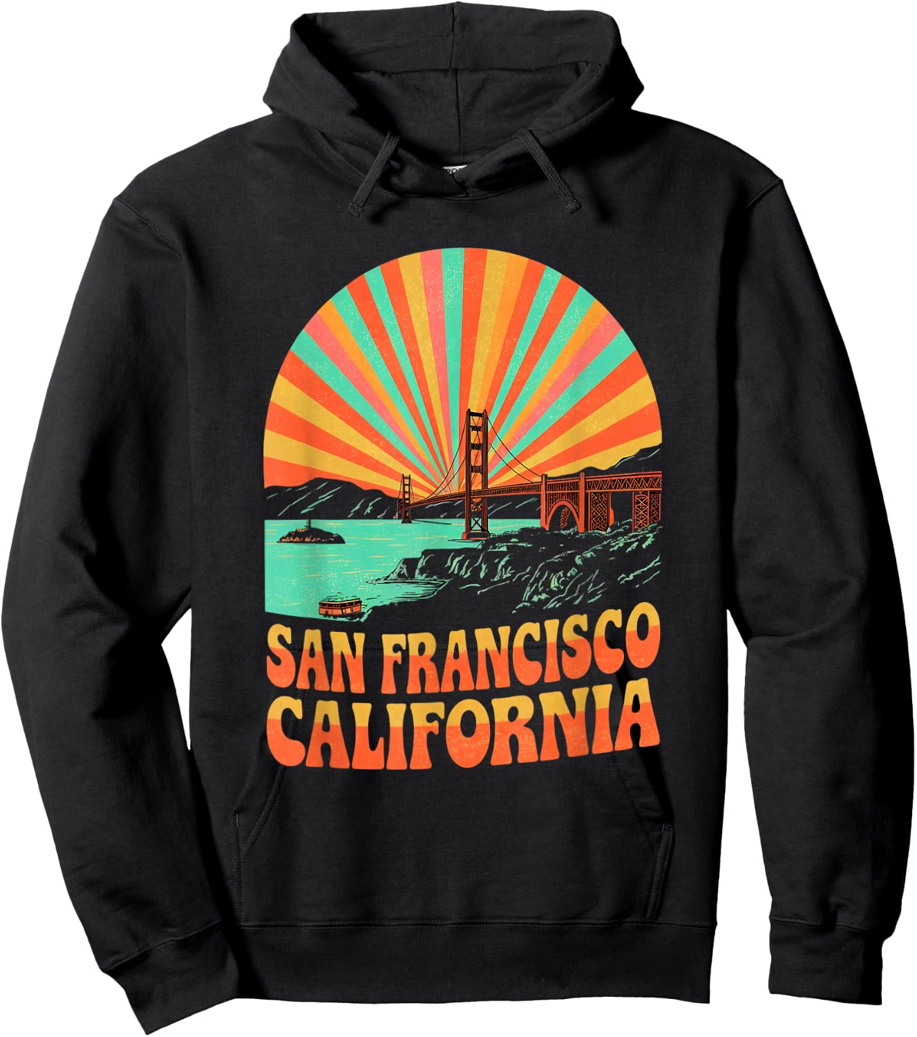 Retro San Francisco California California Sunset Souvenir Hoodie - Hoodie | Black