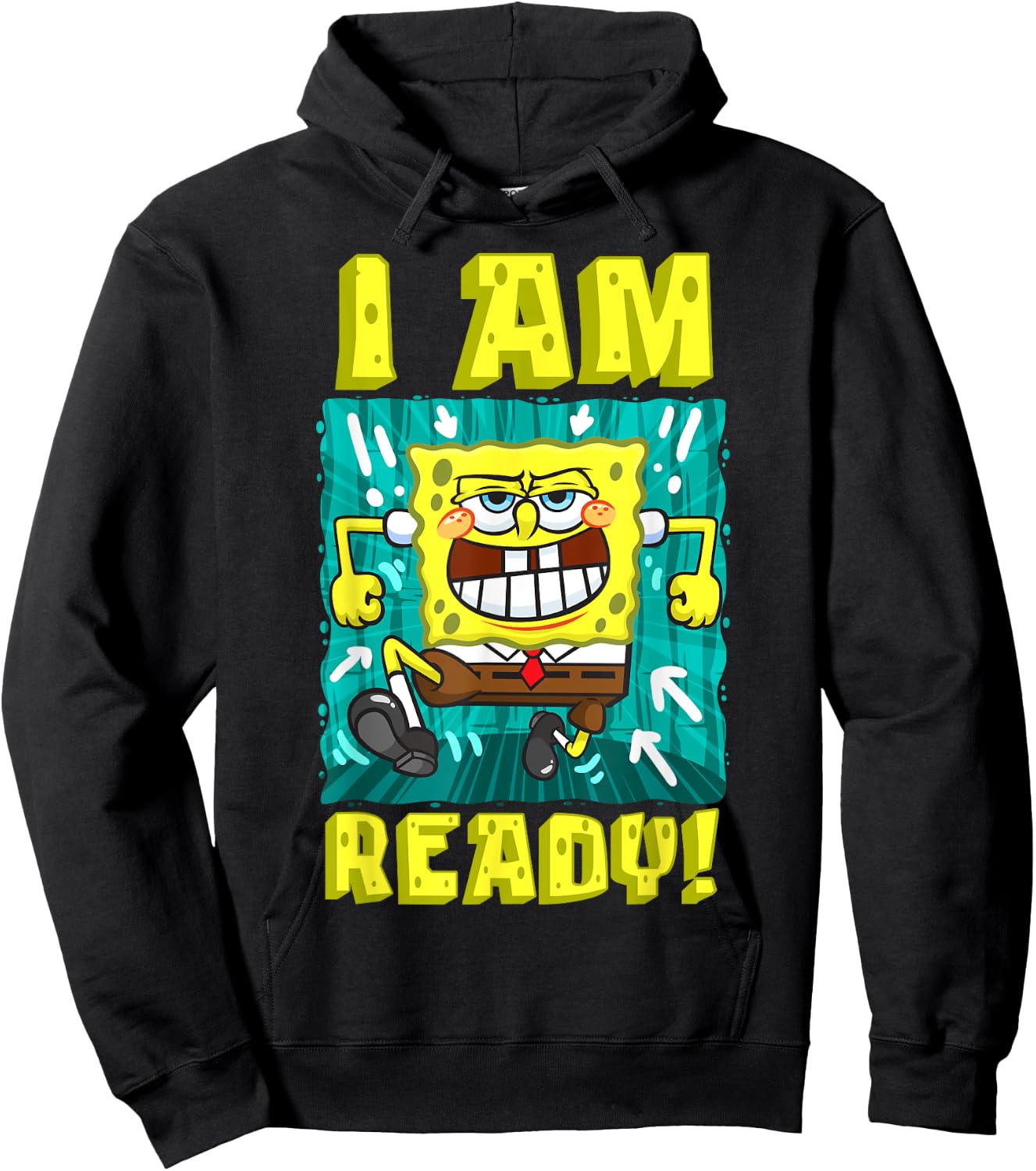 Mademark x SpongeBob SquarePants - SpongeBob I Am Ready Funny SpongeBob Running and Ready Hoodie - Hoodie | Black