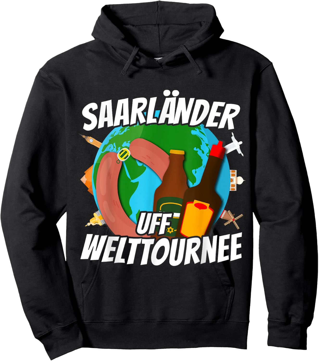 Saarländer auf WeltTournee Saarland Liebe Travel , black, s Hoodie - Hoodie | Black