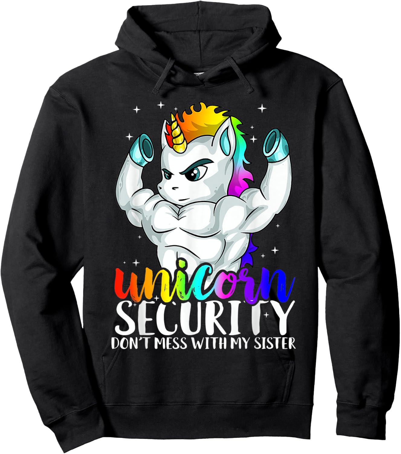 Unicorn Security Dont Mess With My Sister Funny Brother Hoodie - Hoodie | Black