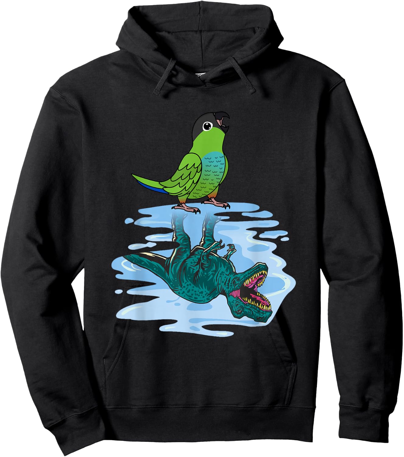 Parrot & T Rex: Mirror Image by Nanday Conure Hoodie - Hoodie | Black