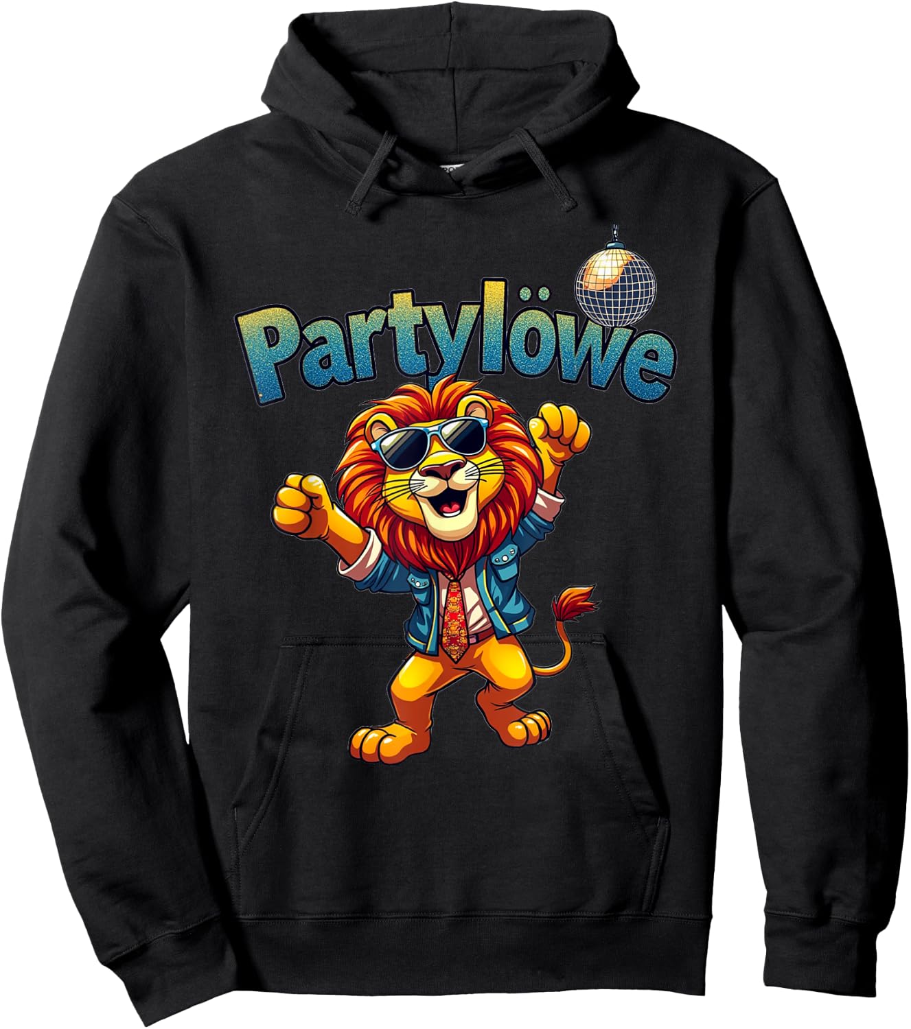 Party Lion Funny Gift for Party with Party Lion , black Hoodie - Hoodie | Black