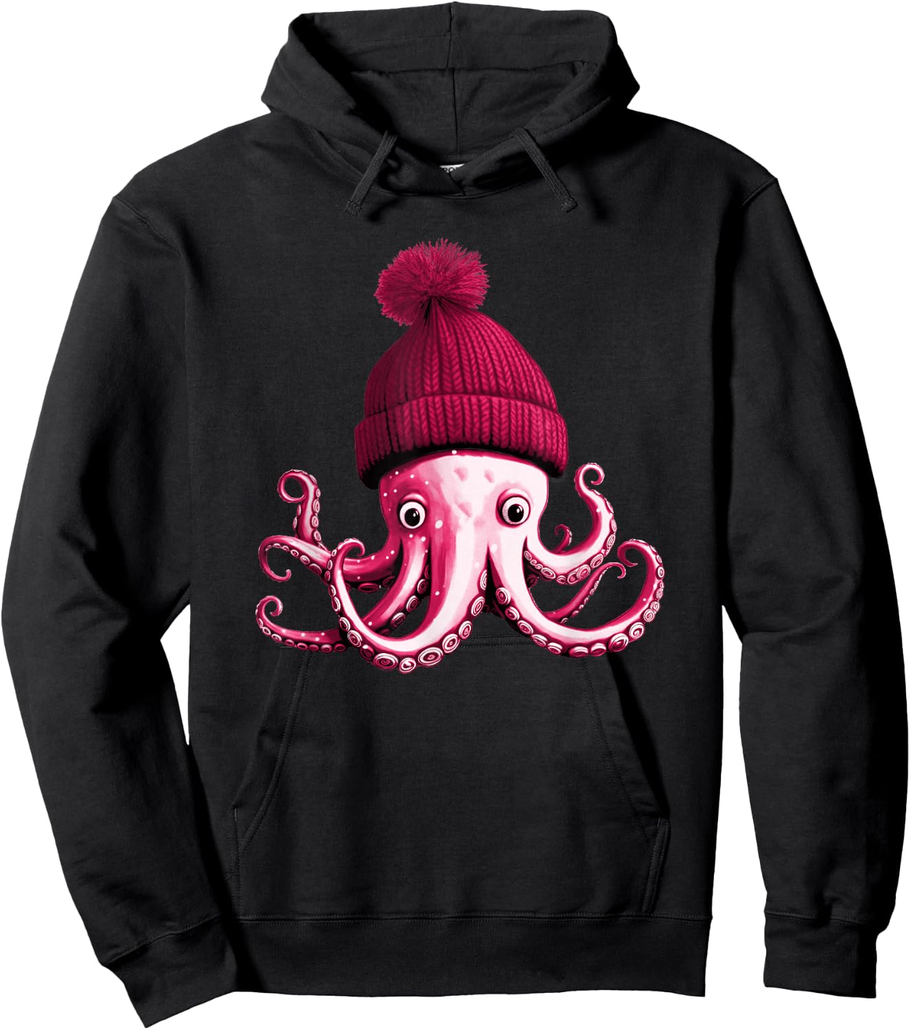 Cephalopod Octopus Lover Chilling in Red Cap Novelty Clothing Hoodie - Hoodie | Black