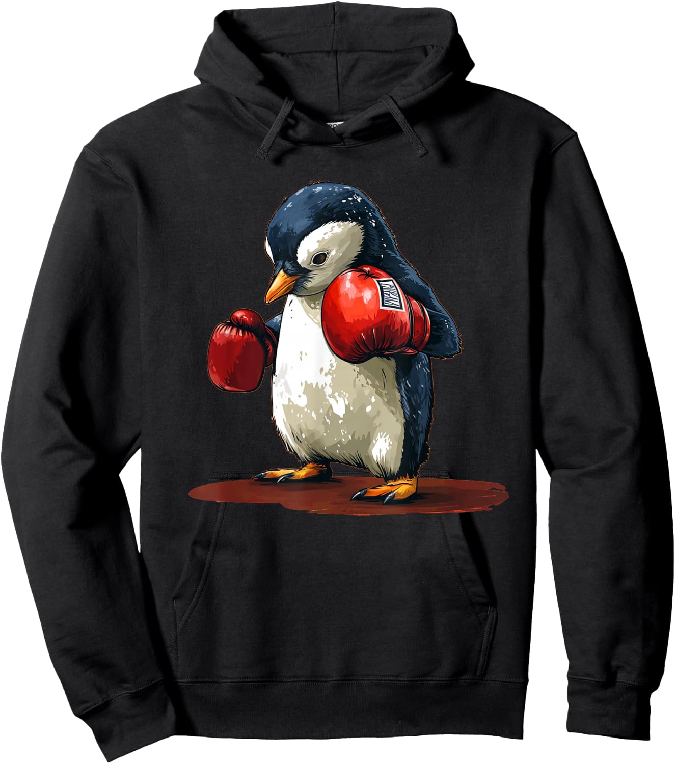 Cute Baby Penguin Loves Sports and Boxing with Gloves Hoodie - Hoodie | Black