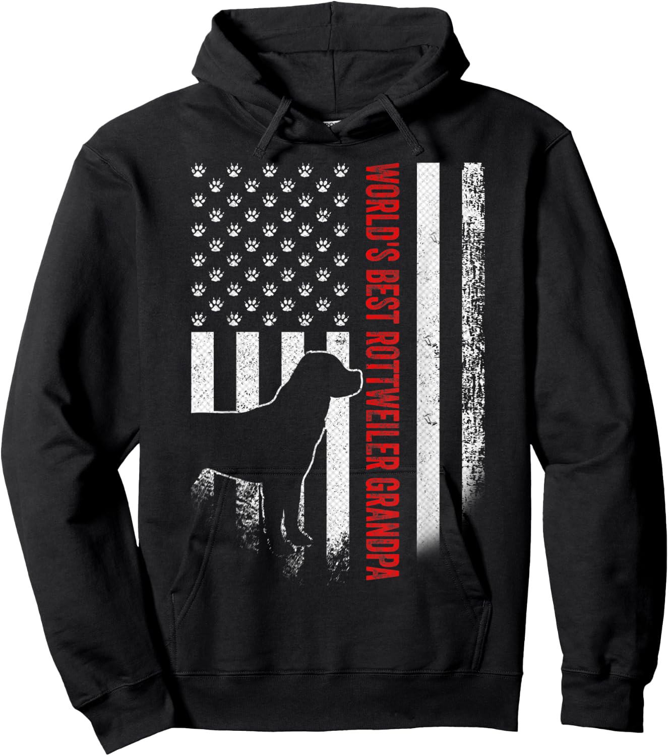 Vintage American Flag World's Best Rottweiler Grandpa Funny Men Hoodie - Hoodie | Black