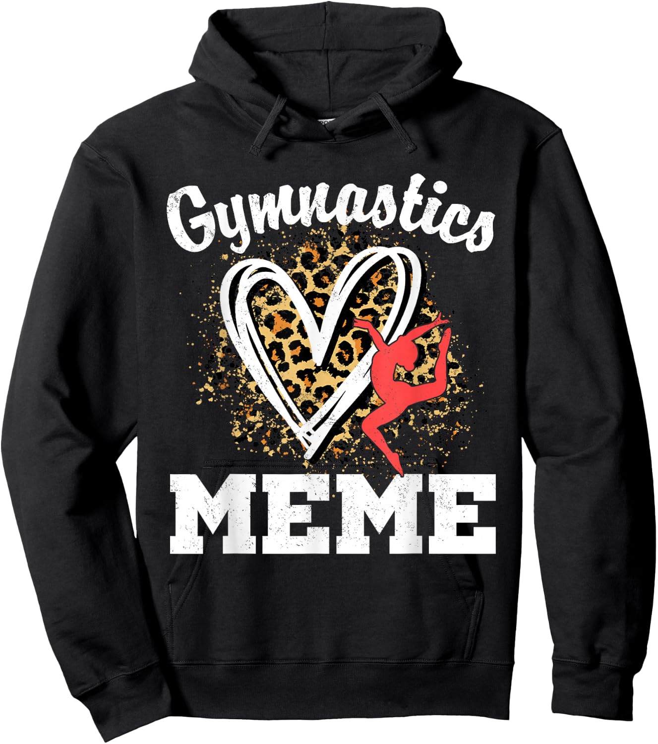 Gymnastics Meme Leopard Heart Gymnast Matching Family Hoodie - Hoodie | Black