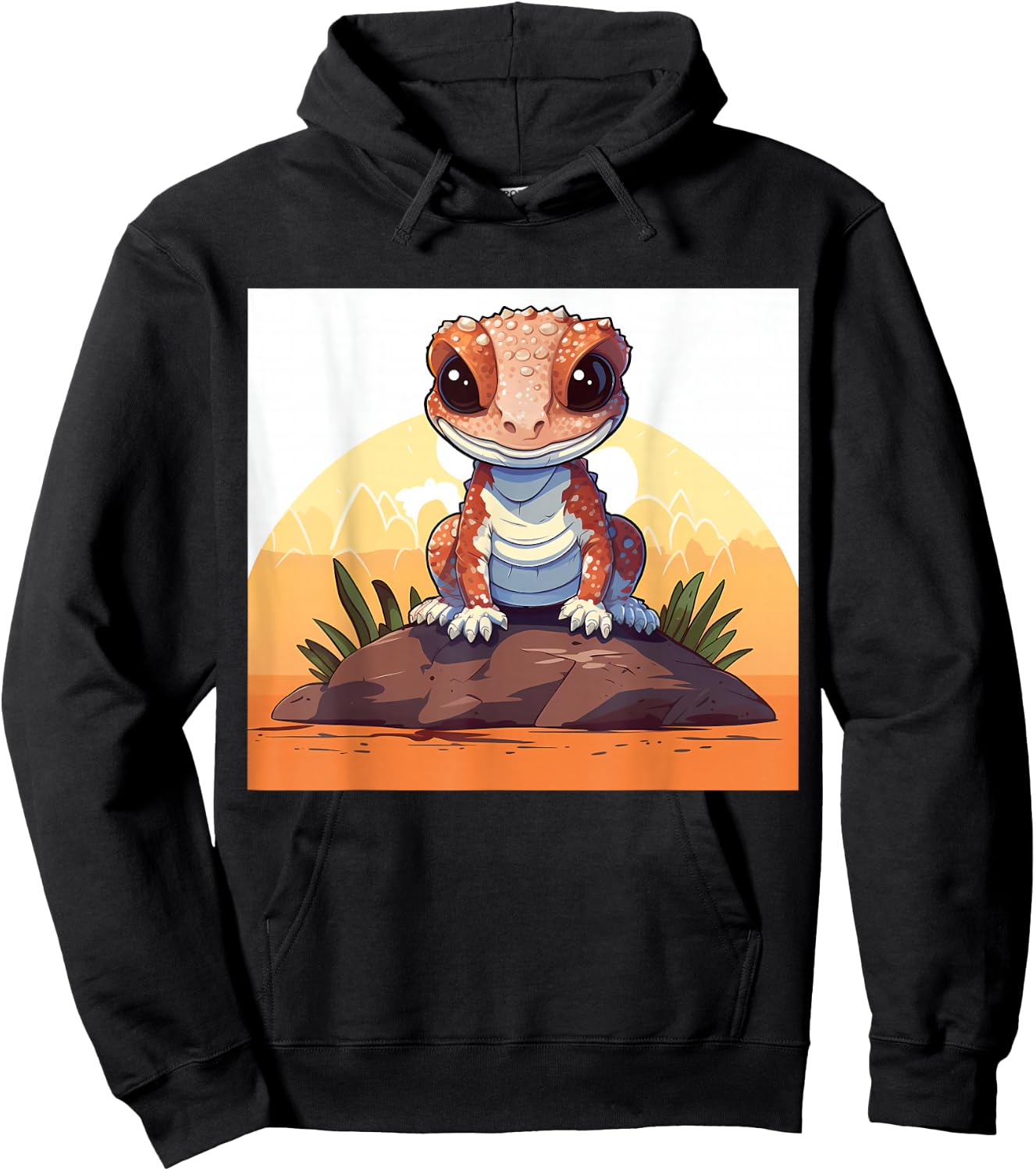 Retro Style African Fat-tailed Gecko Hoodie - Hoodie | Black