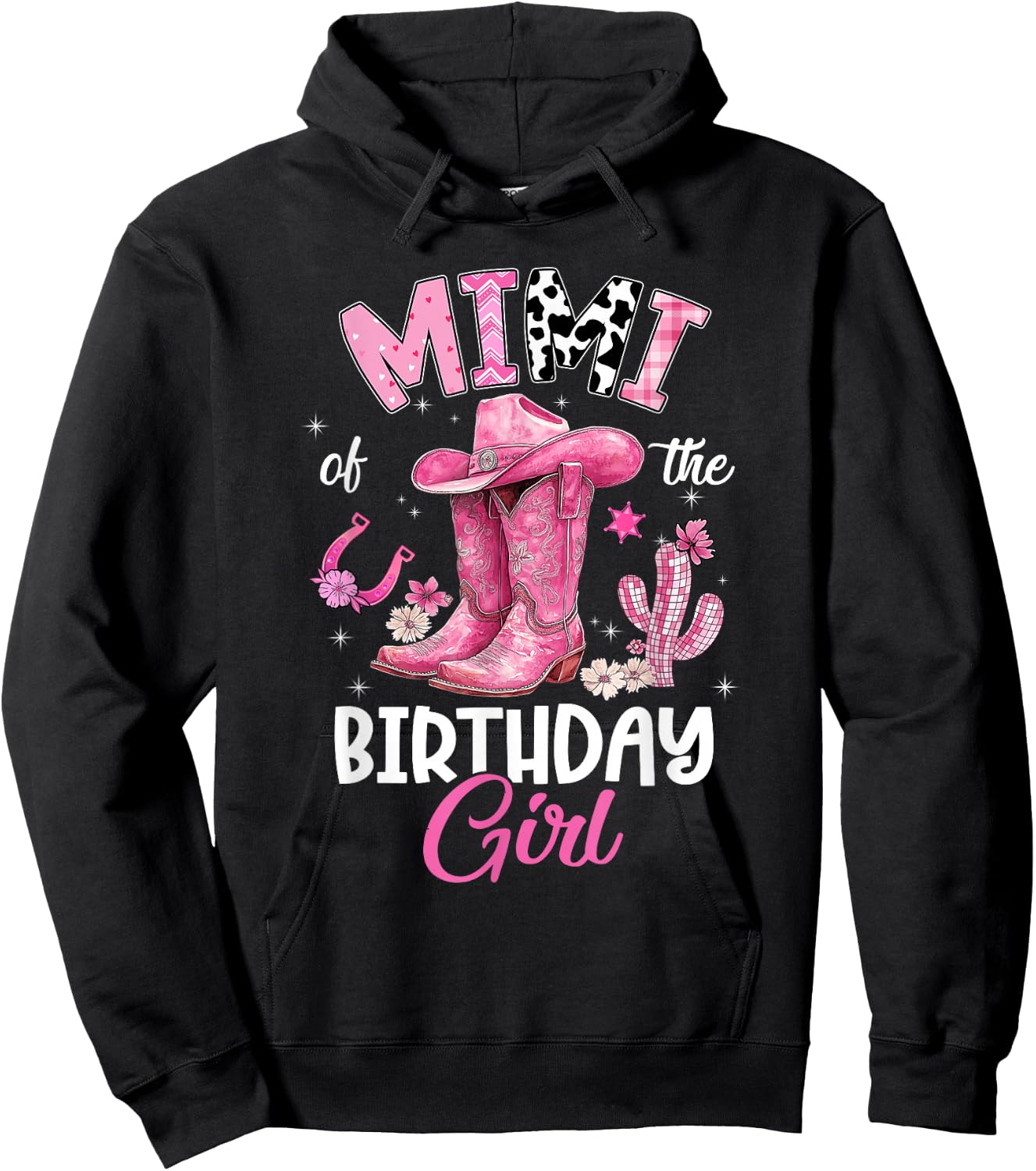 Mimi of The Birthday Girl Pink Cowgirl Western Cow Girl Hoodie - Hoodie | Black