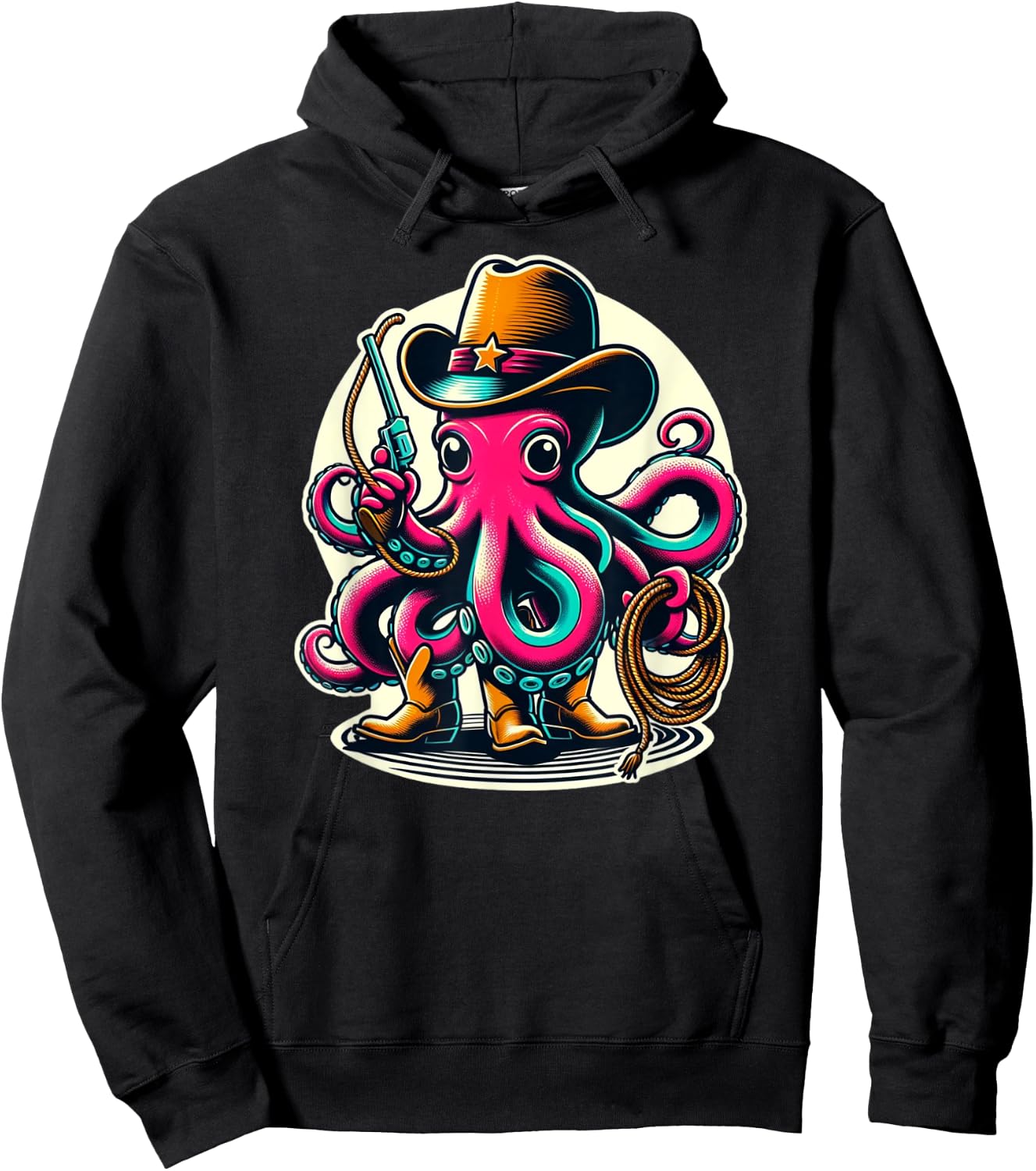 Cowboy Octopus Wild West Adventure Hoodie - Hoodie | Black