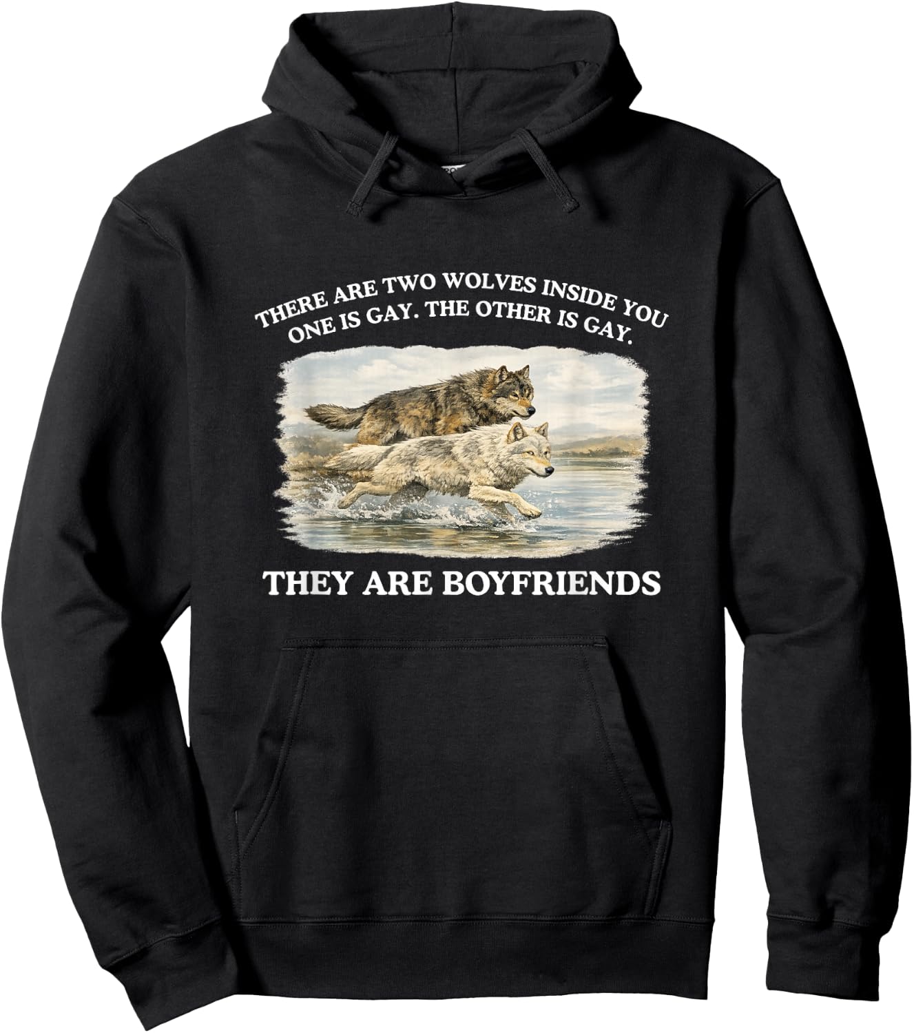 There are Two Wolves Inside You Funny Gay Pride Meme Queer Hoodie - Hoodie | Black