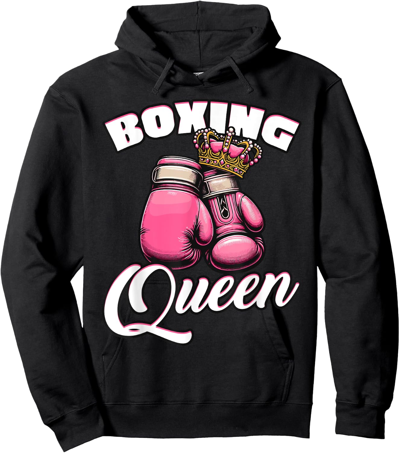 Pink Gloves Crown Boxing Lover Hoodie - Hoodie | Black