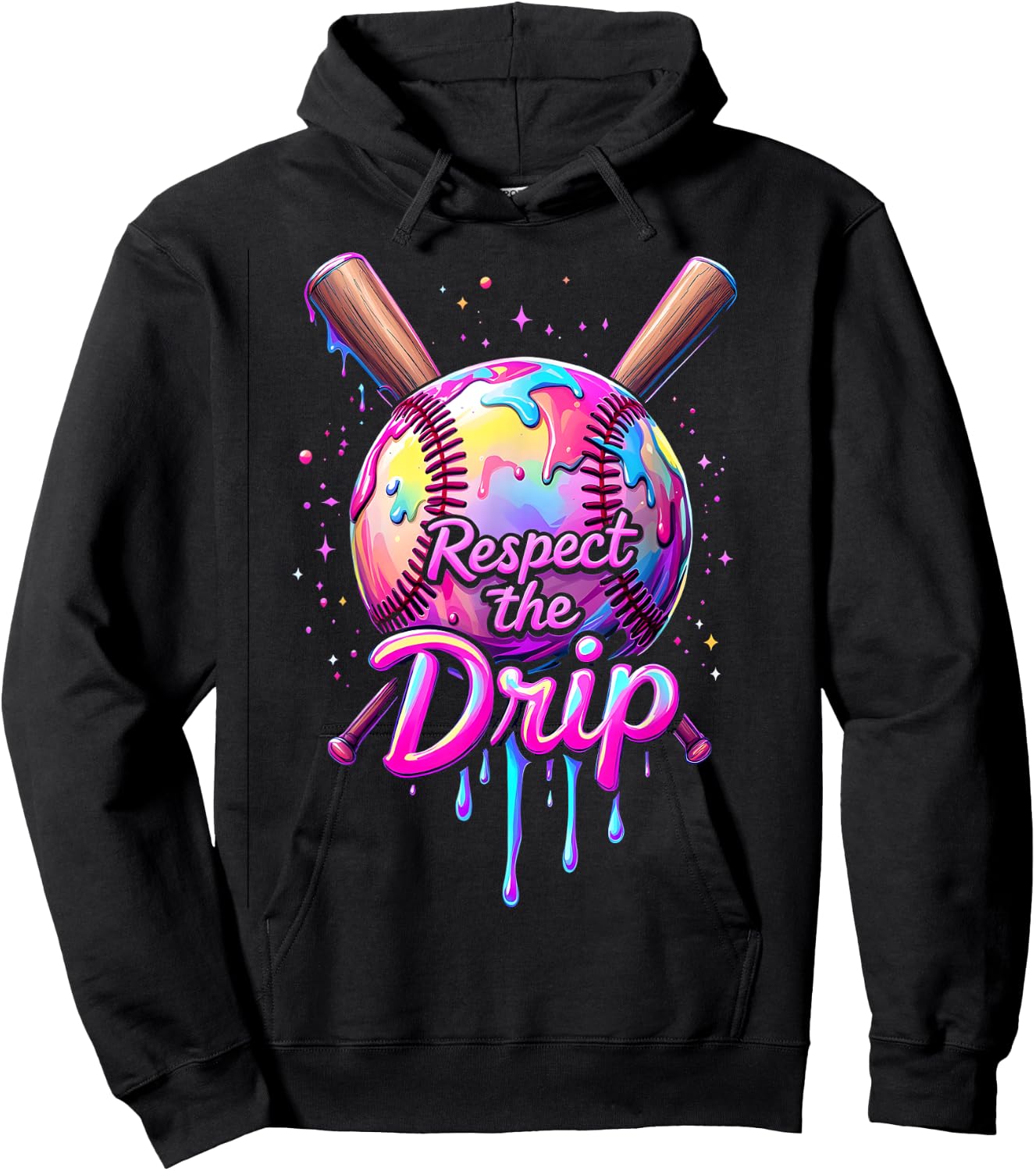 Baseball Drip Boys Ice Cream Respect The Drip Game Day Sport Hoodie - Hoodie | Black