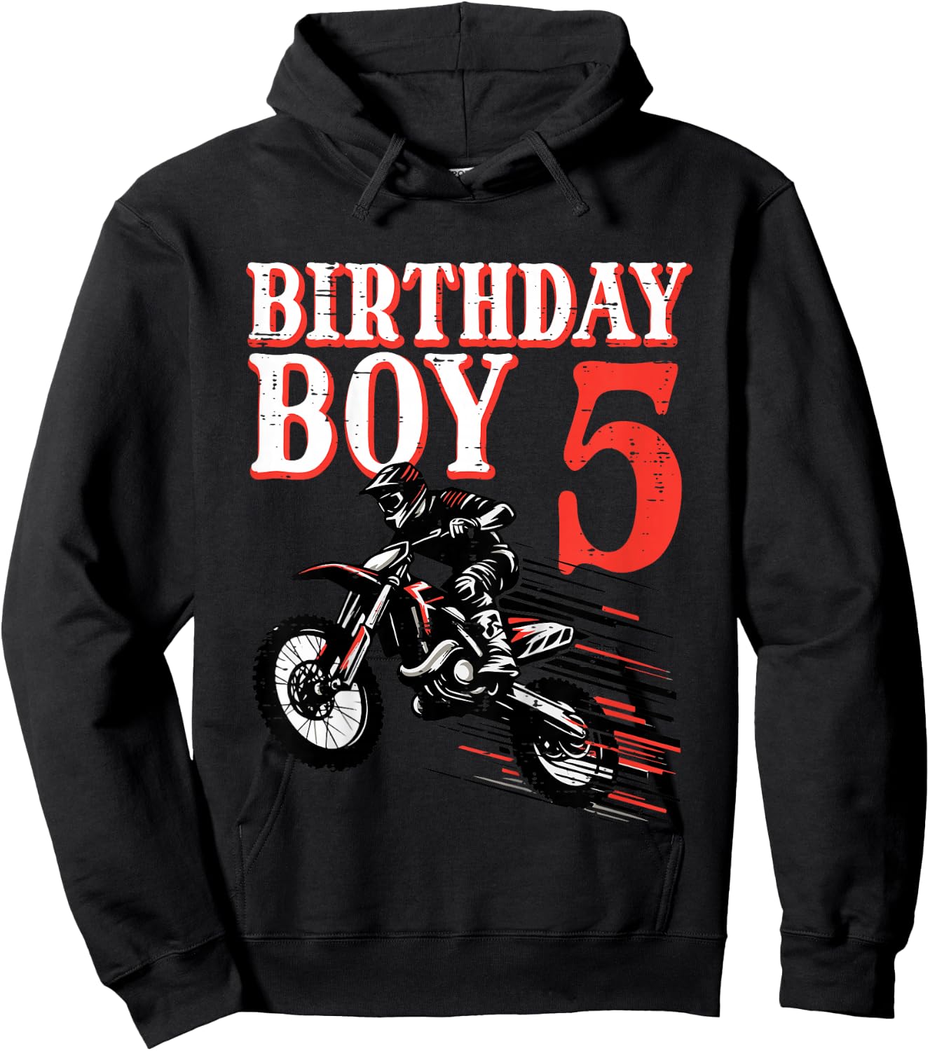 Kids Birthday Boy 5 Motorcycle 5th Bday Biker Rider Boys Kids Hoodie - Hoodie | Black