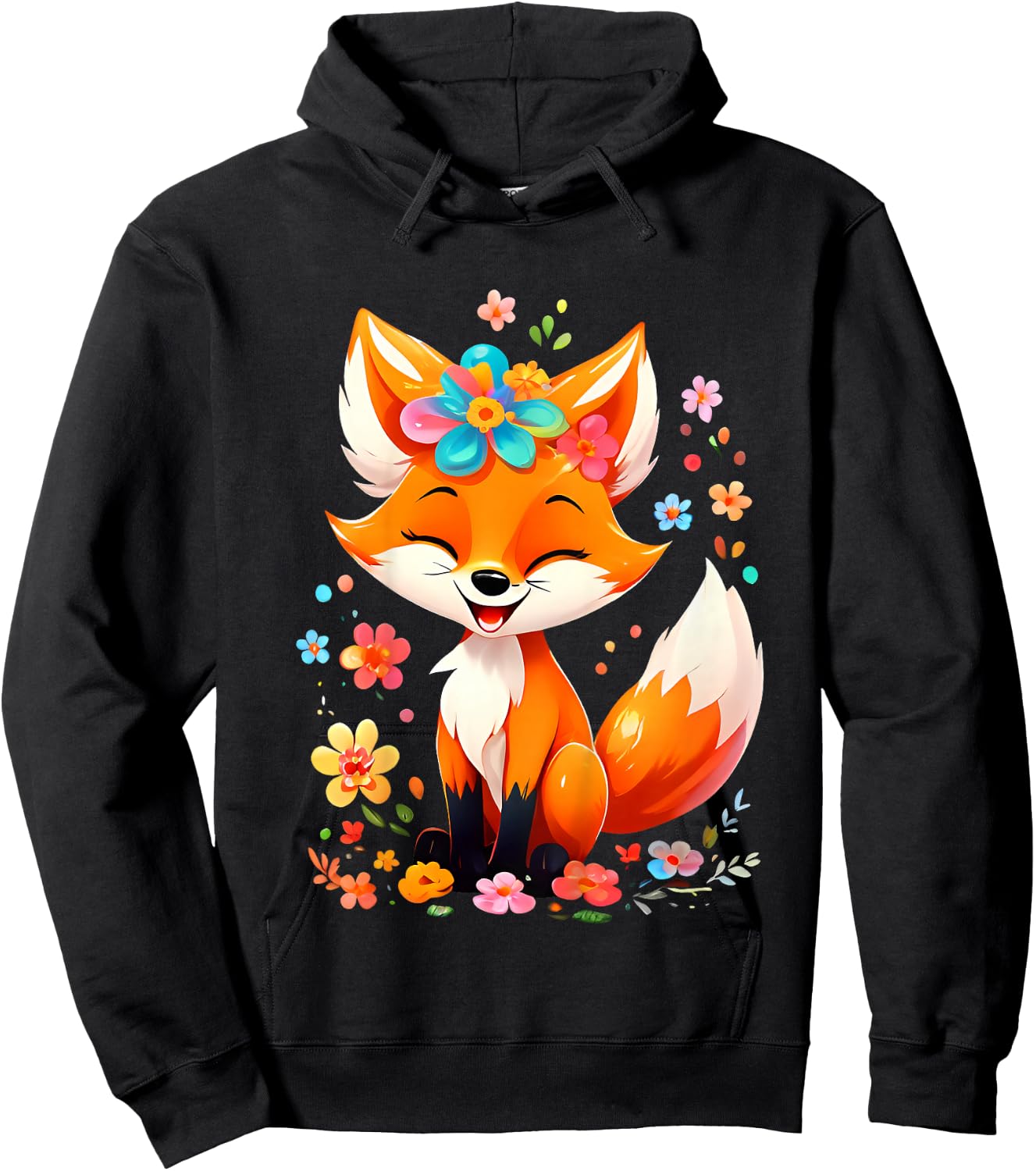 Kids Fox Gifts Cute Fox Cute Animal Cute Girls Boys , black Hoodie - Hoodie | Black