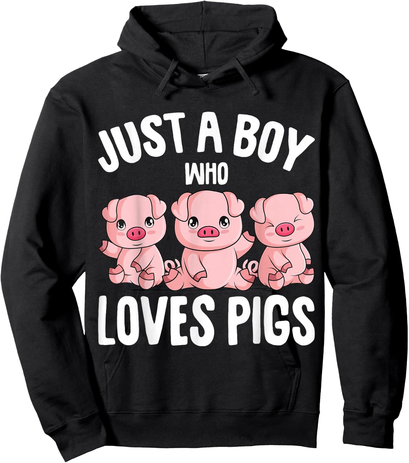 Just A Boy Who Loves Pigs Kids Boys Hoodie - Hoodie | Black