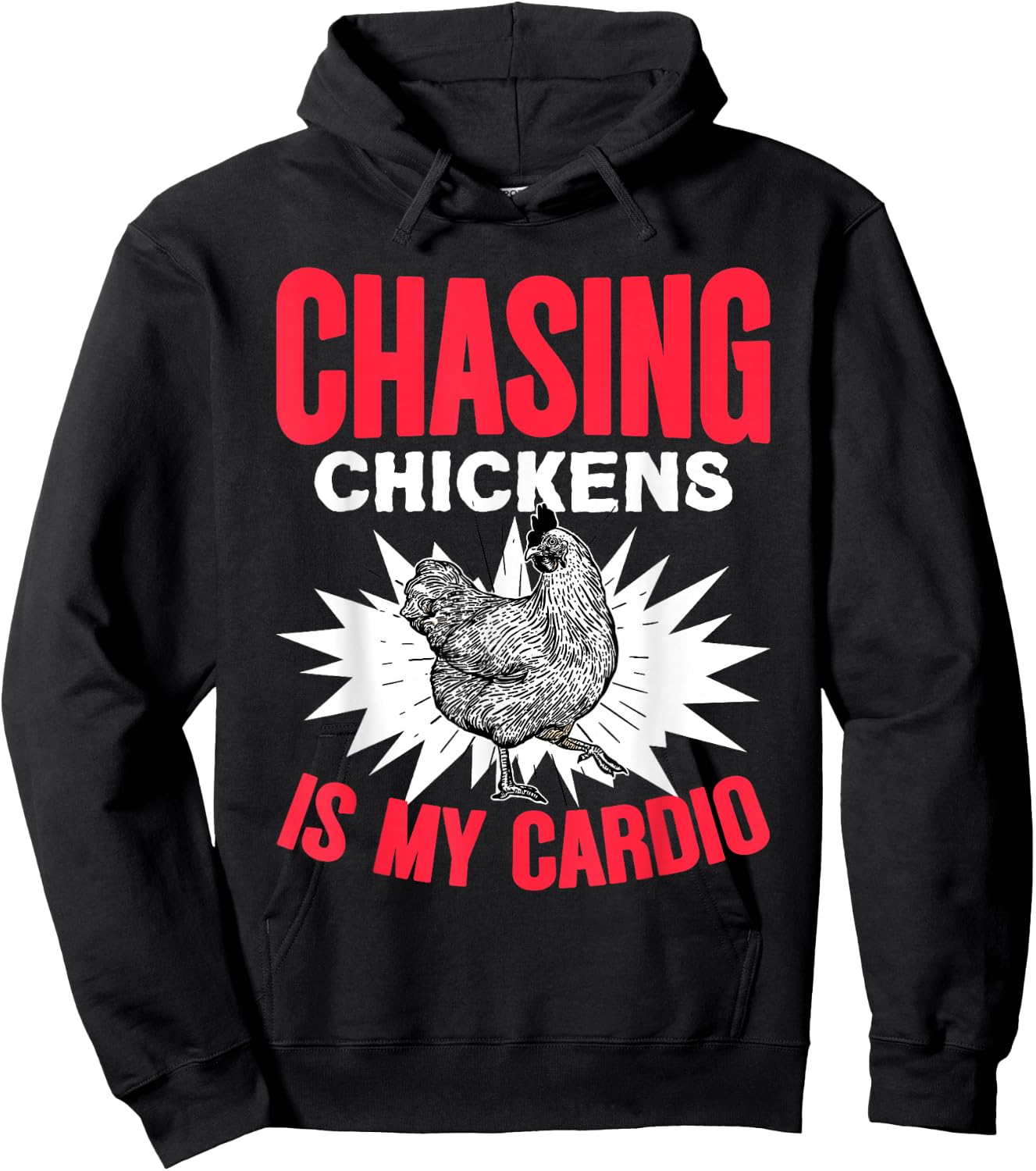 Chasing Chickens Is My Cardio Farmer Farming Animals Chicken Hoodie - Hoodie | Black