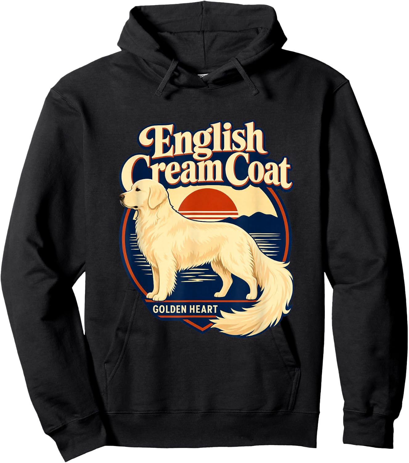 English Cream Golden Retriever, Golden Heart Hoodie - Hoodie | Black
