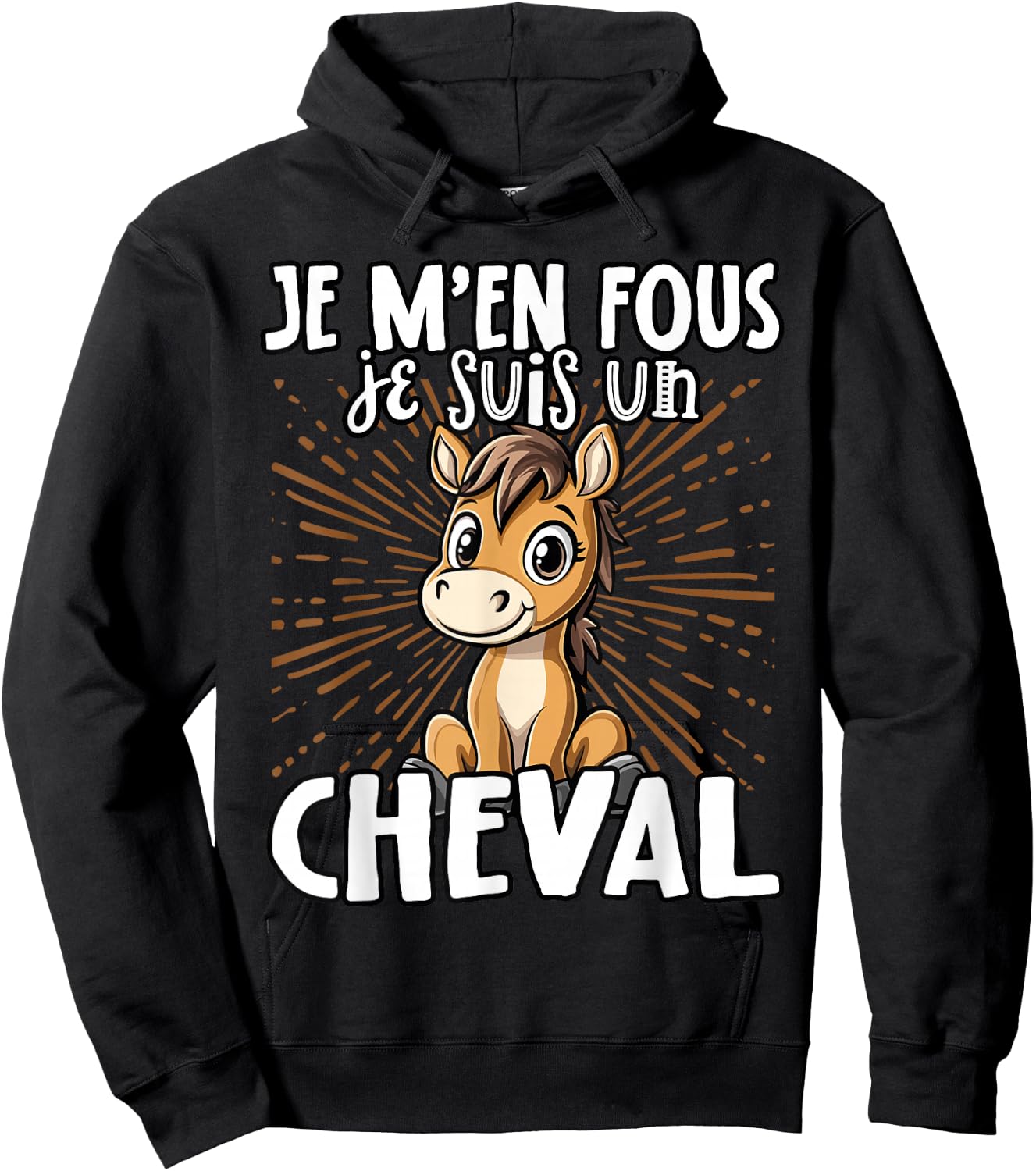 Je M'en Fous Je Suis Un Cheval - Sweet Horse , Black, S Hoodie - Hoodie | Black