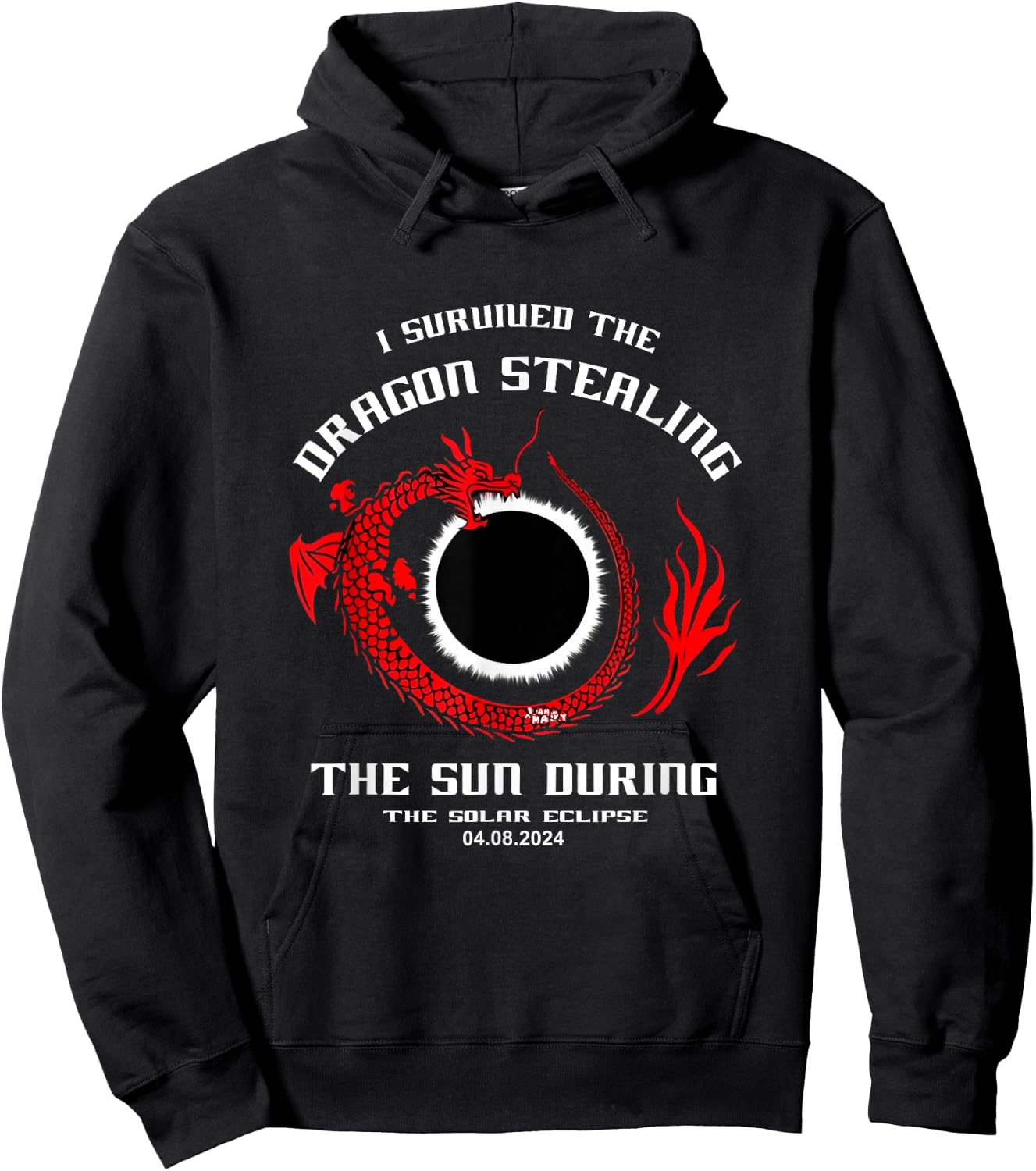 I Survived the Dragon Stealing the Sun Solar Eclipse 2024 Hoodie - Hoodie | Black