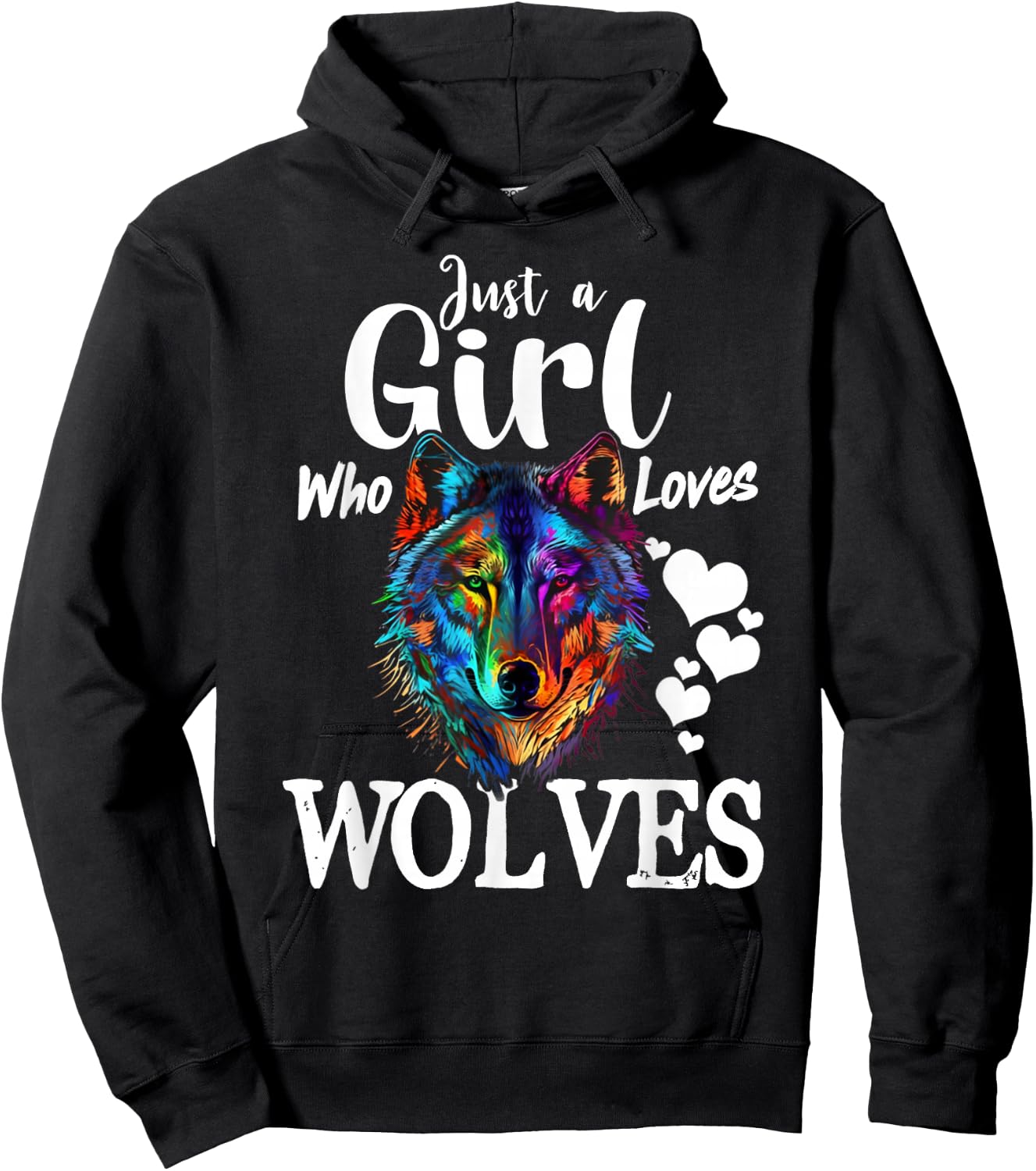 Just a Girl Who Loves Wolves Funny Women Wolf Lover Hoodie - Hoodie | Black