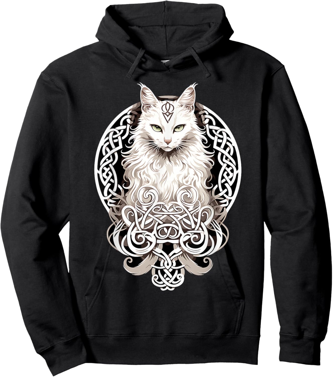 Celtic Knot Cat Wiccan Wicca Animal Pagan Nordic Witch , Black, S Hoodie - Hoodie | Black