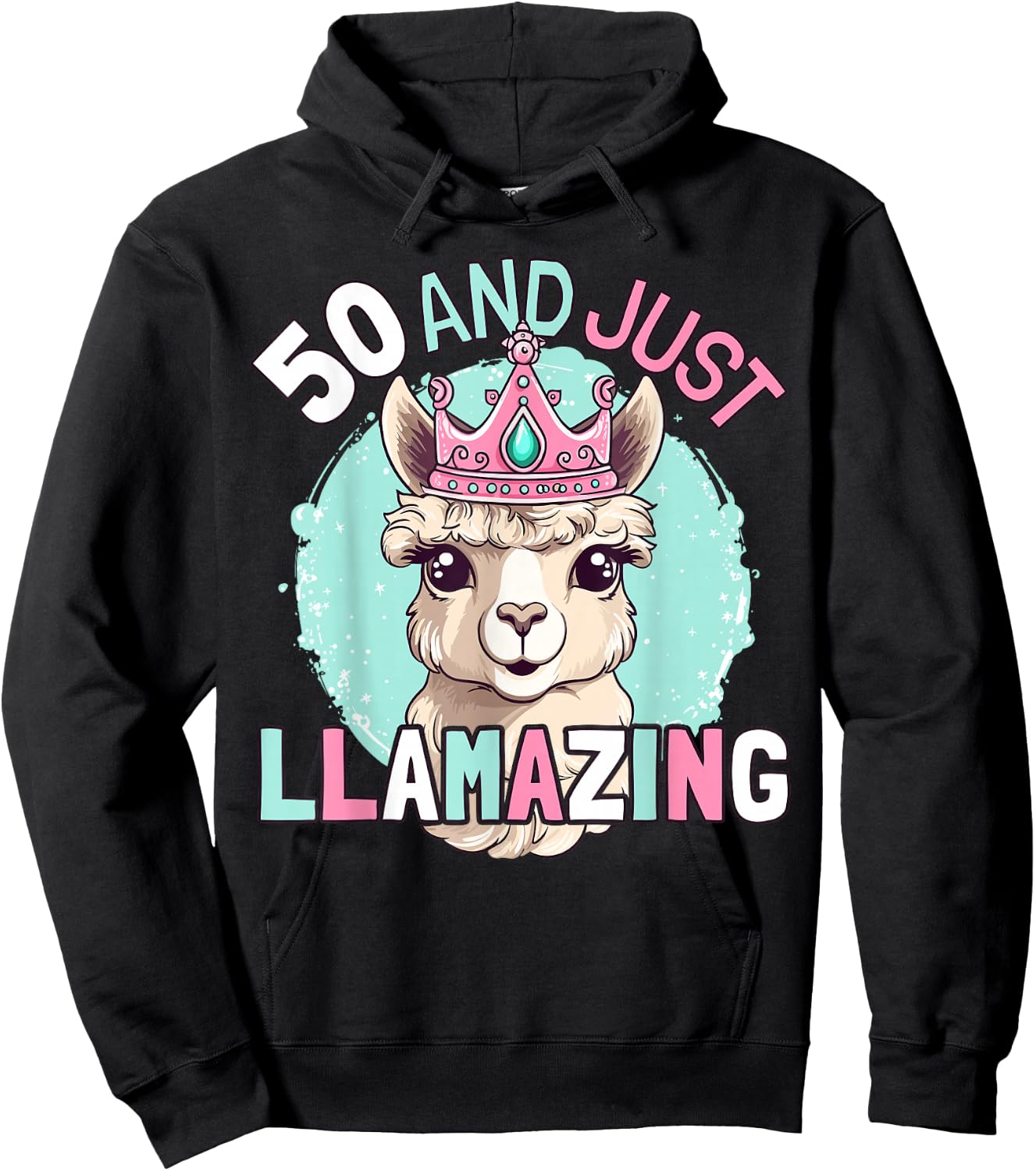 50th Birthday Llama Lover Funny Age 50 Years Hoodie - Hoodie | Black