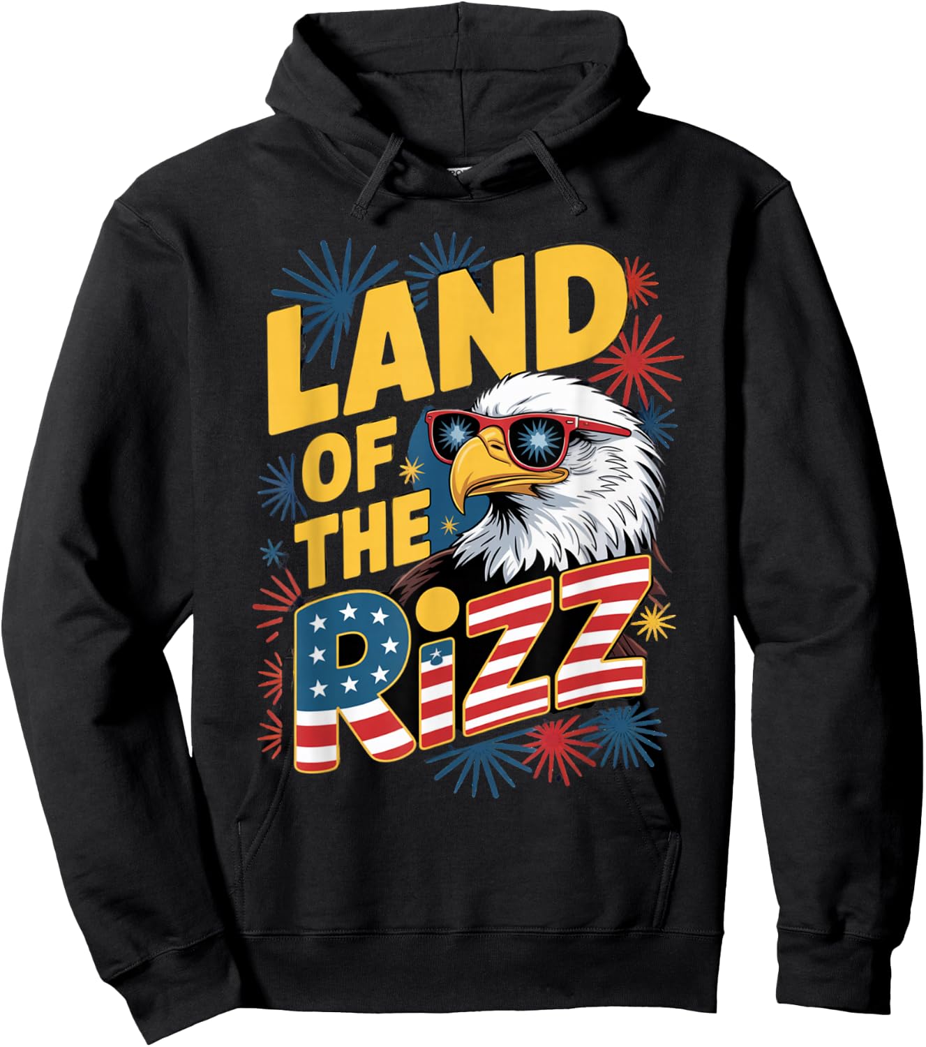 Land of The Rizz Patriotic American USA Flag 4th of July Hoodie - Hoodie | Black