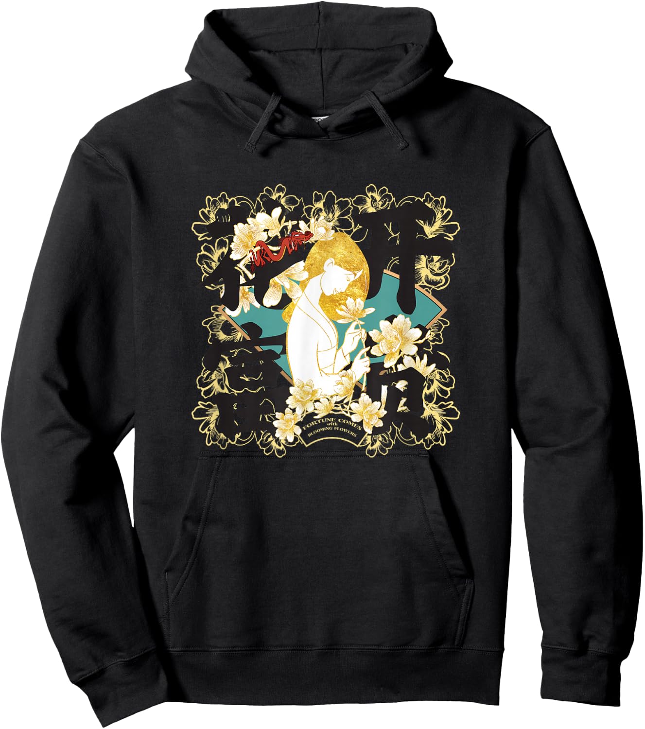 Disney Mulan Chinese New Years Fortune Comes With Flowers Hoodie - Hoodie | Black