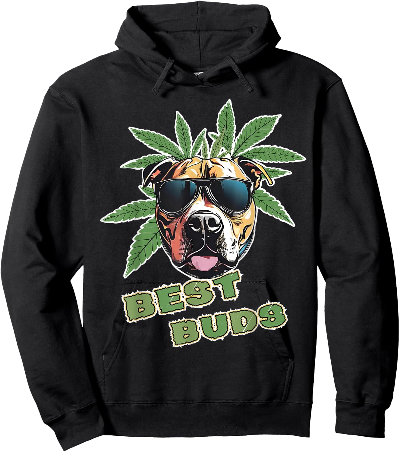 Best Buds Funny Weed Pitbull Dog Marijuana Women Hoodie - Hoodie | Black