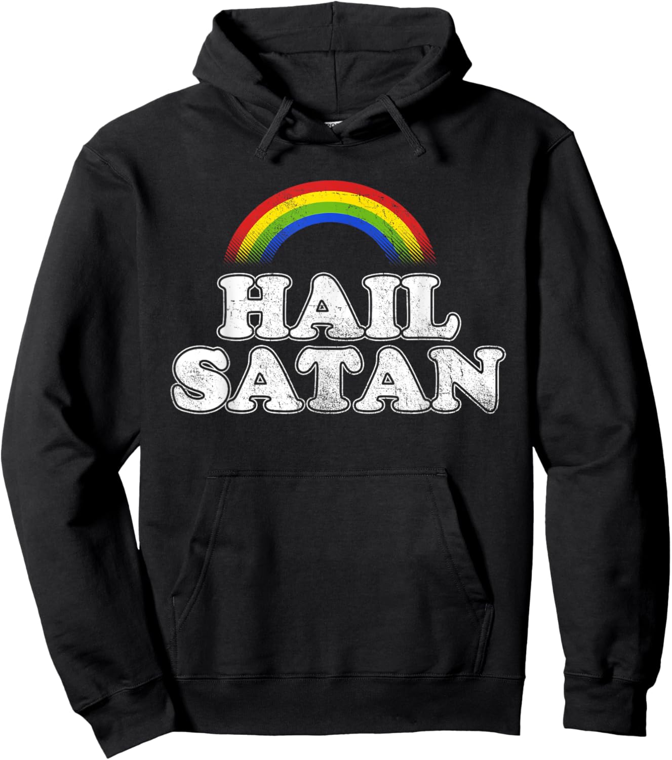 Hail Satan Funny Ironic Rainbow Hoodie - Hoodie | Black