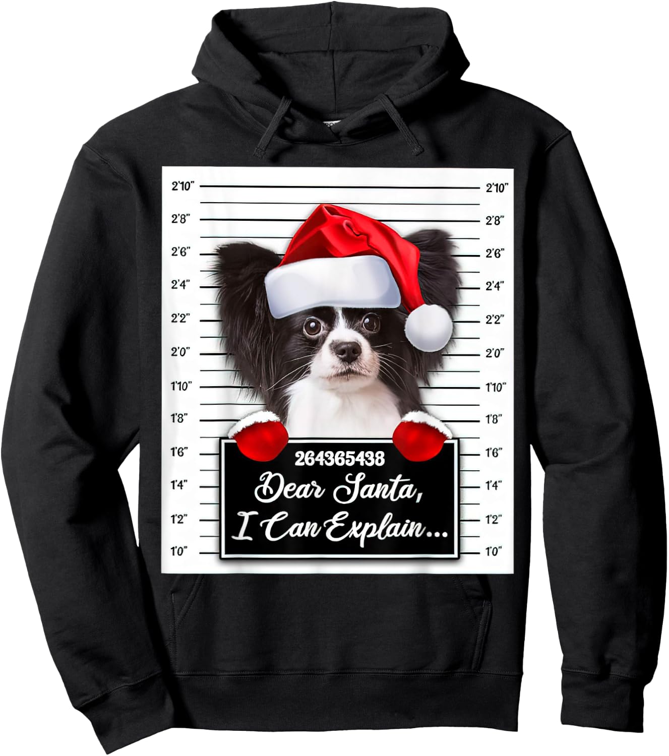 Dear Santa I Can Explain Funny Christmas Papillon Xmas Hoodie - Hoodie | Black