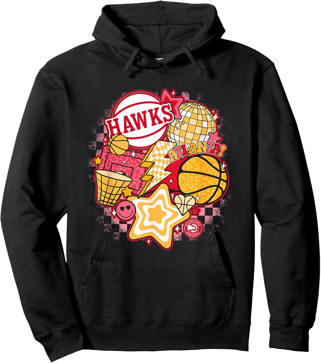 NBA Atlanta Hawks Psychedelic Basketball Collage Hoodie - Hoodie | Black