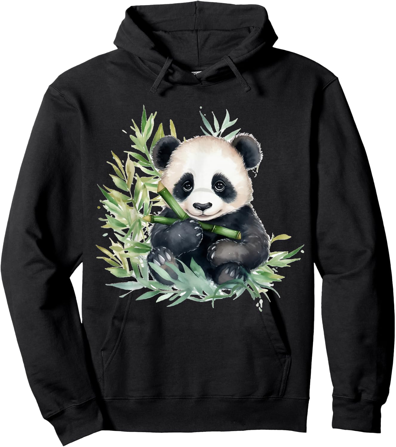 Watercolor Panda , Small, Black Hoodie - Hoodie | Black