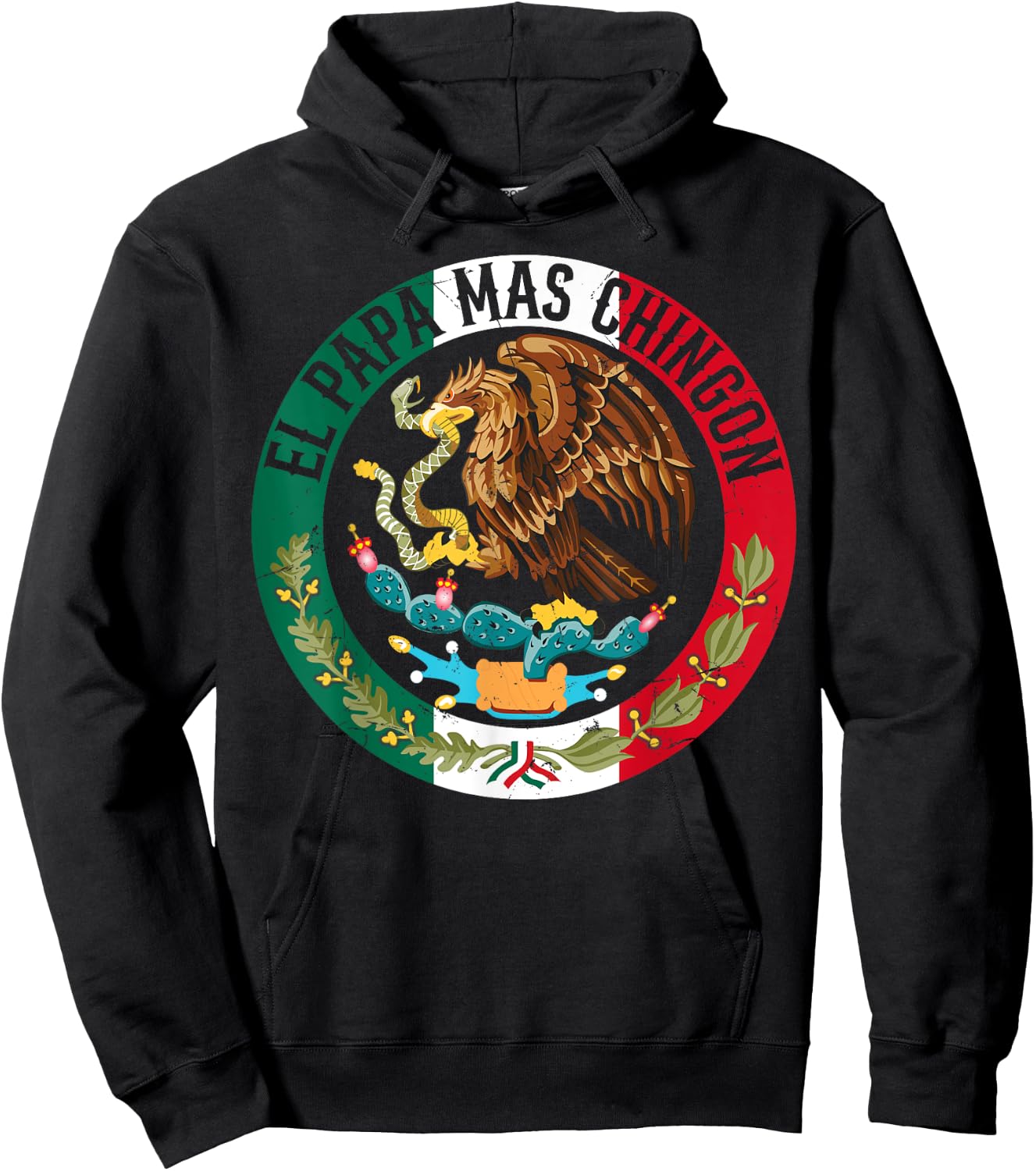 Father's Day El Papa Mas Chingon Funny Mexican Dad Spanish Hoodie - Hoodie | Black