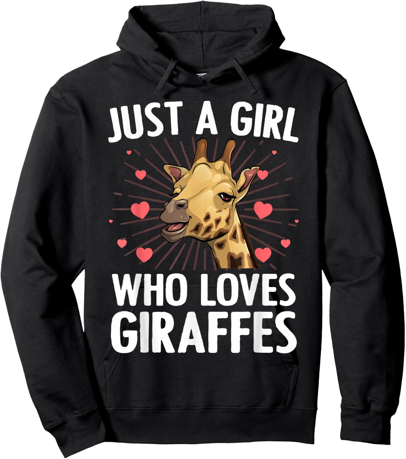 Funny Giraffe Design Girls Safari Giraffe Lovers Hoodie - Hoodie | Black