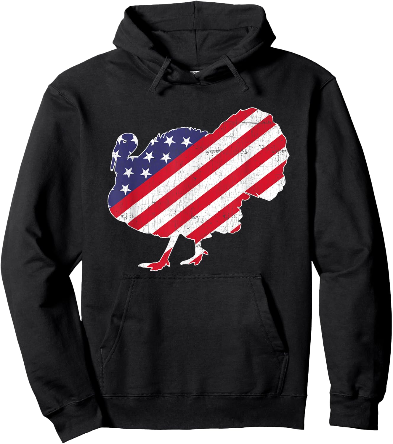 Vintage Turkey 4th of July Patriotic American Flag Hoodie - Hoodie | Black