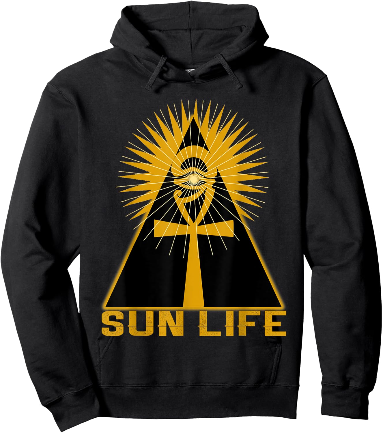 Ancient Egyptian Kemetic Ankh Pyramid Sun Life Hoodie - Hoodie | Black