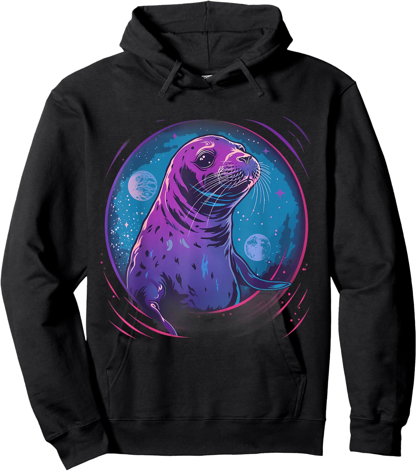 Seal Sea Ocean Animal Lover Artwork Motif Marine Mammal Hoodie - Hoodie | Black