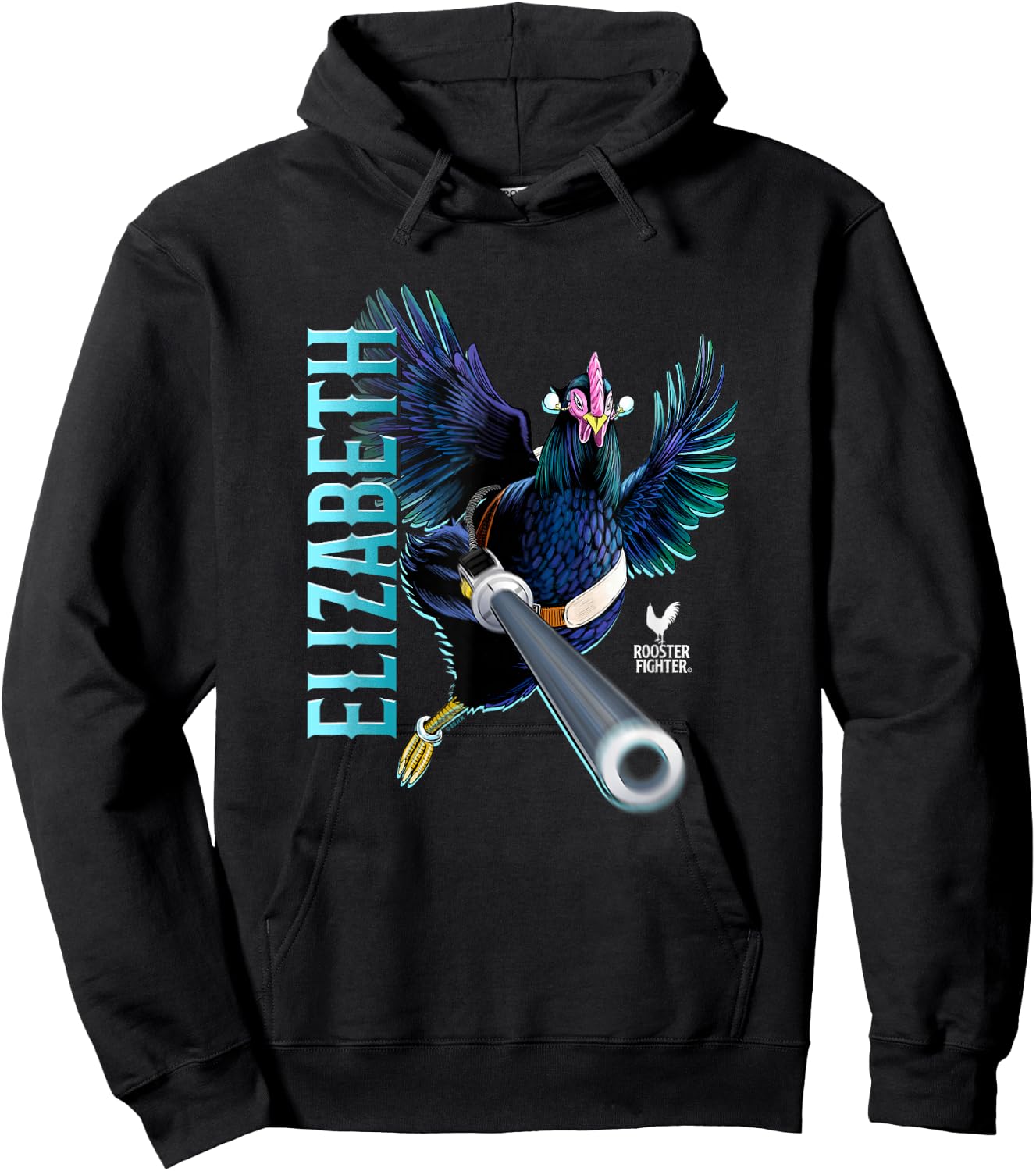 Rooster Fighter Elizabeth Battle Ready Attack Hoodie - Hoodie | Black