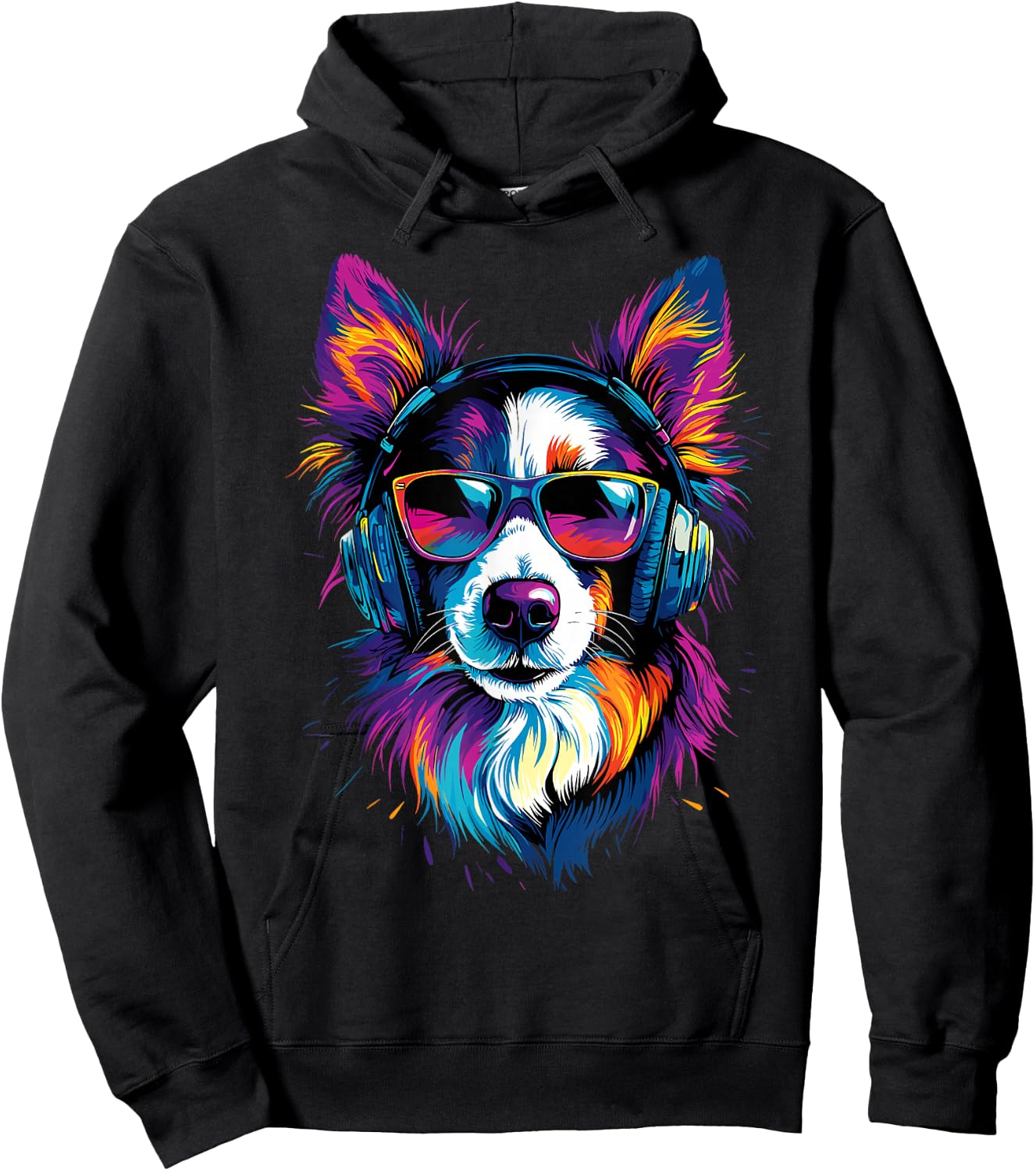 Border Collie mit Sonnenbrille Welpe Süße Border Collies Hoodie - Hoodie | Black