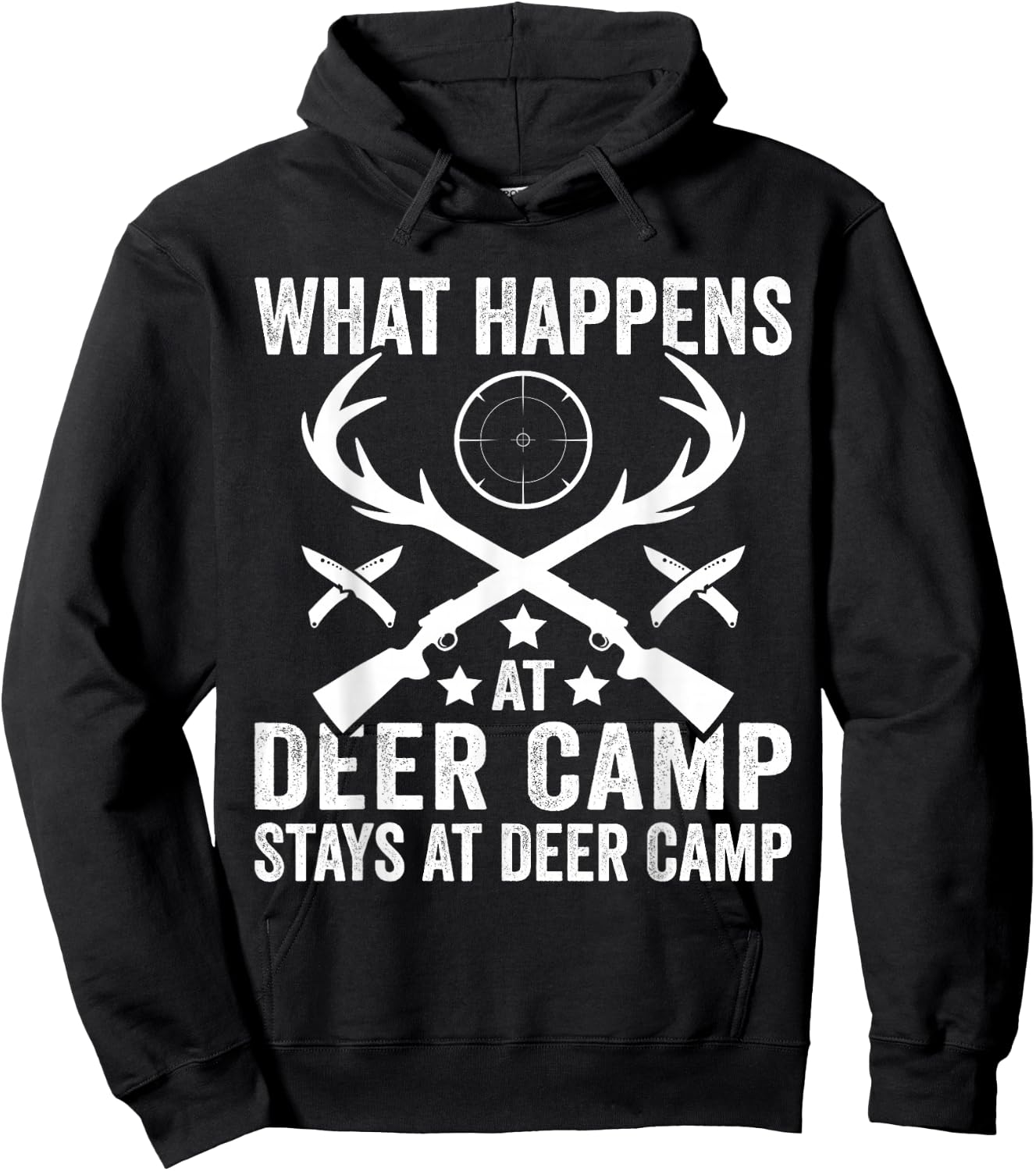 What Happens Stays At Deer Camp Funny Deer Hunting Hoodie - Hoodie | Black