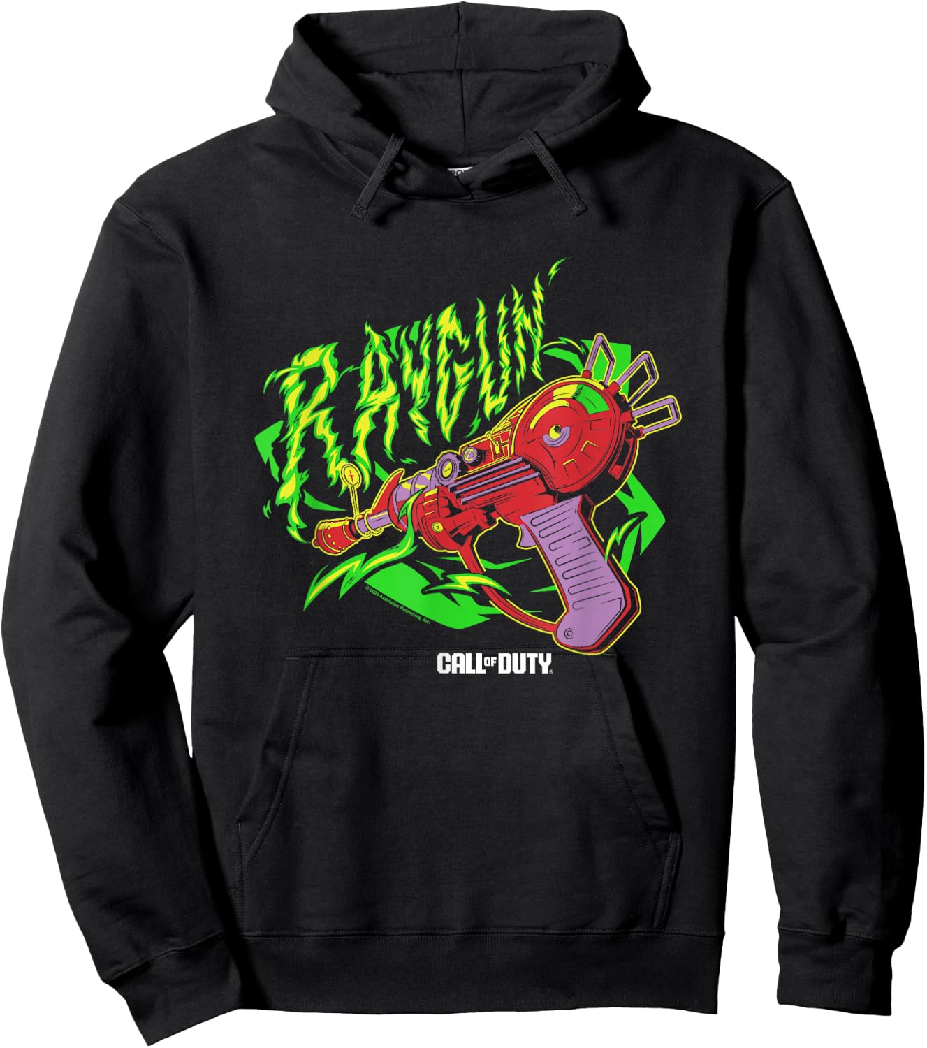 Call Of Duty Raygun Zombie Green Neon Big Chest Retro Logo , Black, S Hoodie - Hoodie | Black