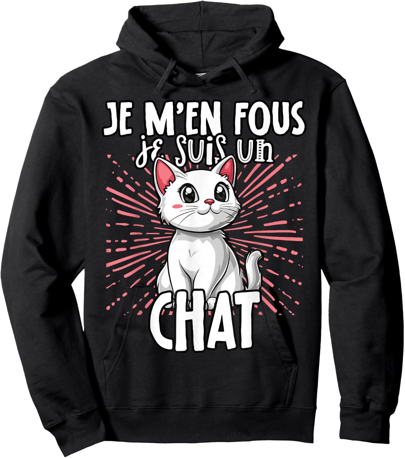 Je M'en Fous Je Suis Un Chat - Sweet Chat , Black, S Hoodie - Hoodie | Black