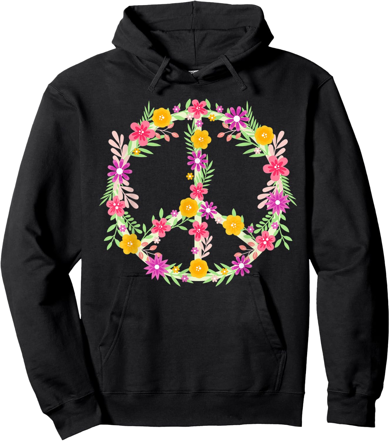 Peace Love Hippie Costume Flower Power Design Retro 60s 70s Hoodie - Hoodie | Black