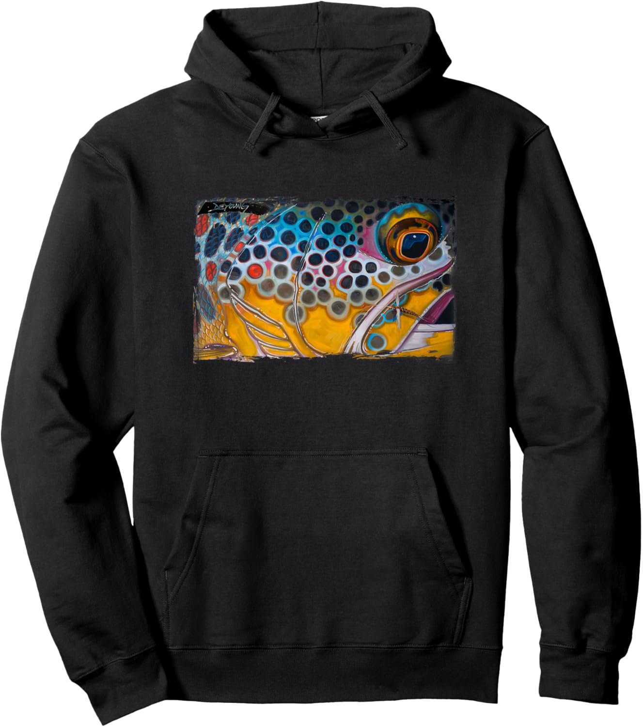 Brown Trout and Dry Fly Derek DeYoung Hoodie - Hoodie | Black