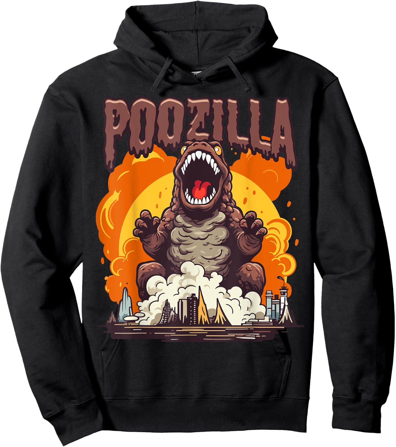 Poozilla Explosive Monstrous Diarrhea Poop Meme Funny Hoodie - Hoodie | Black