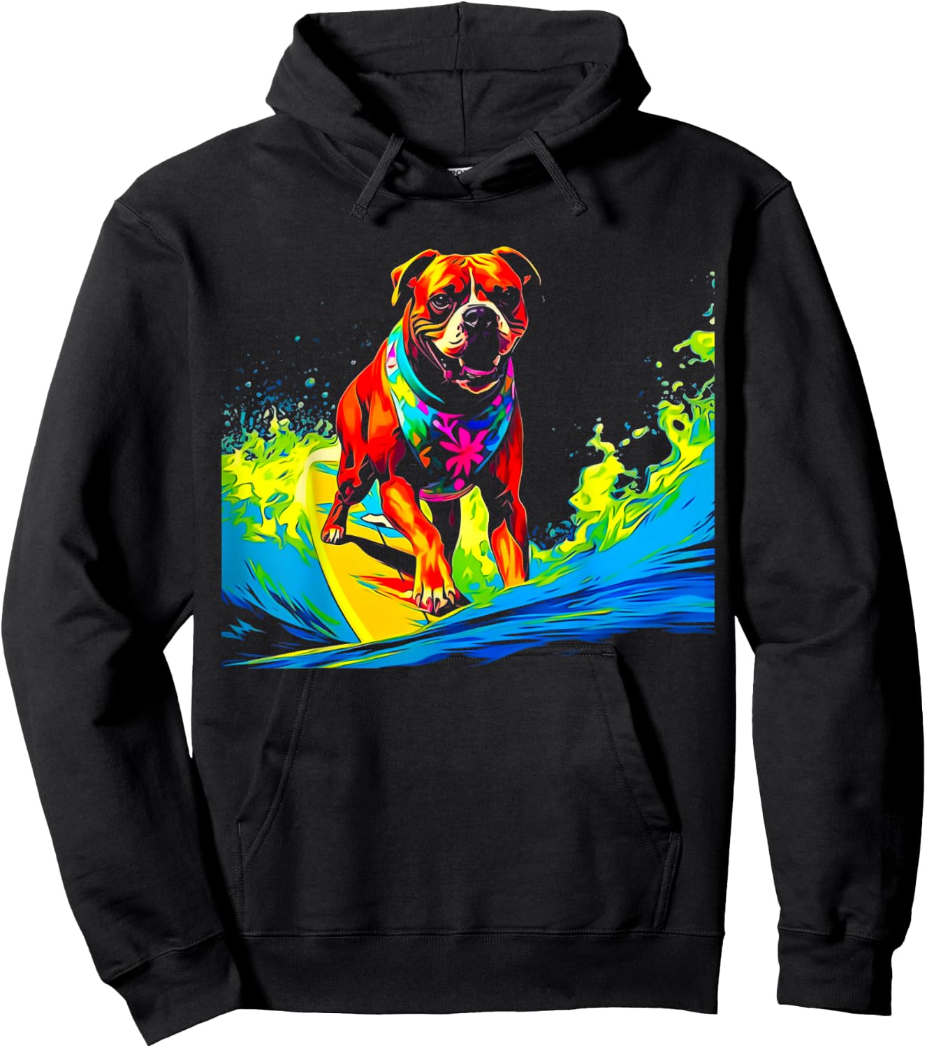 Boxer Dog Pop Art Surf Hoodie - Hoodie | Black