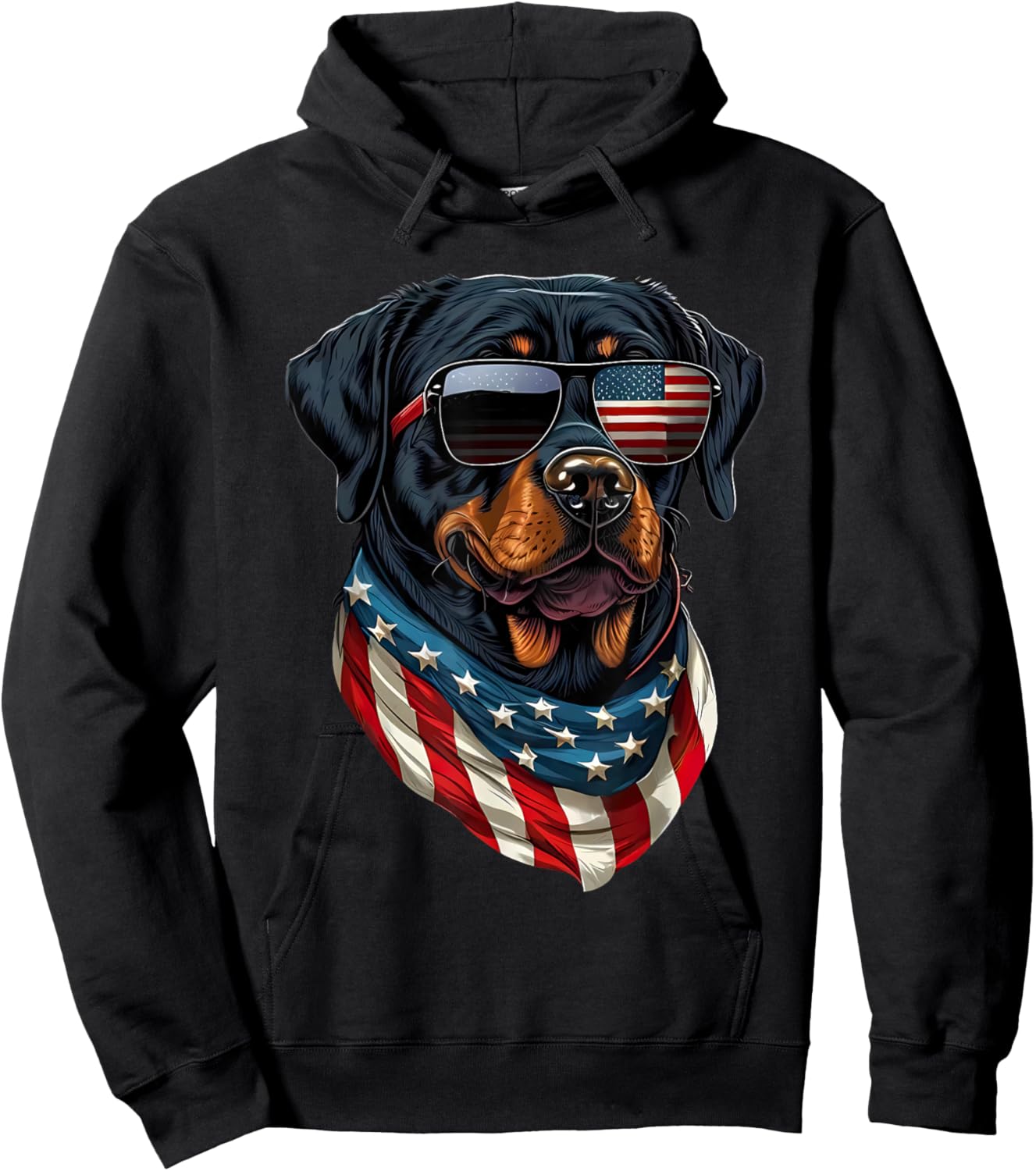 Rottweiler 4th of July American Flag Glasses Stay Cool Men Hoodie - Hoodie | Black