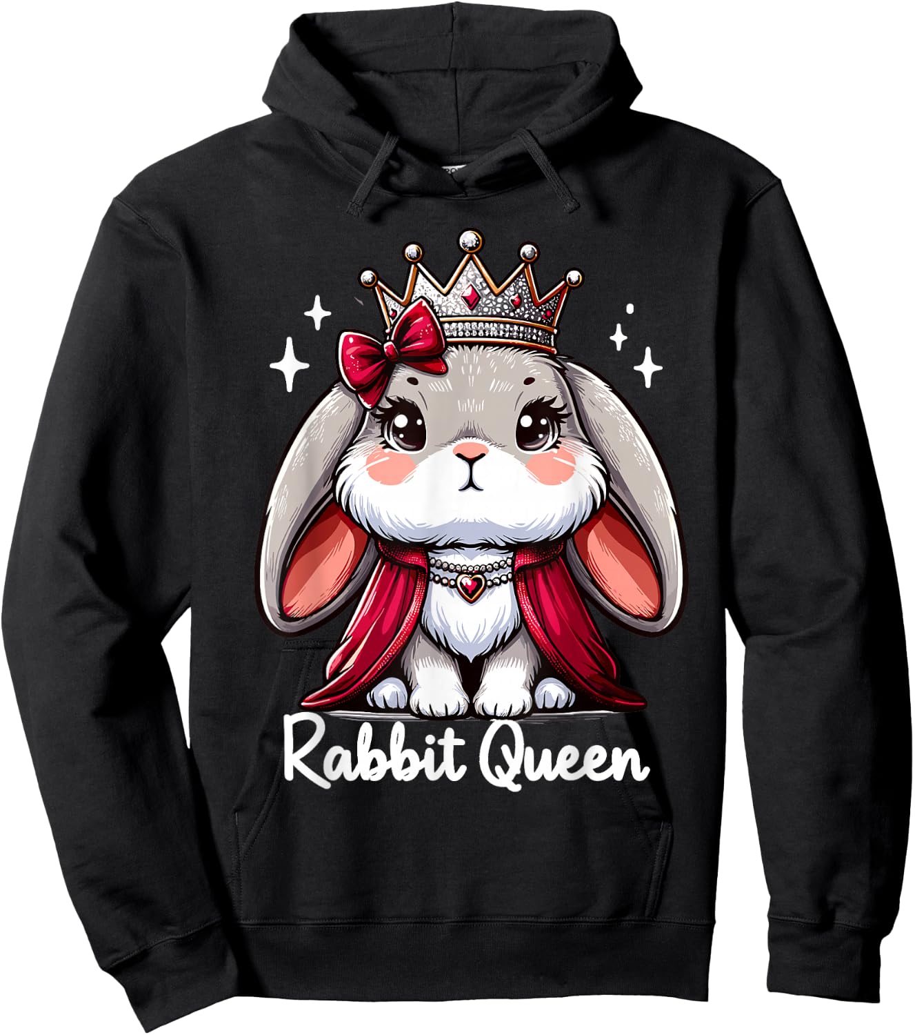 Rabbit Queen | Girls Bunny Lover Design | Rabbit Hoodie - Hoodie | Black